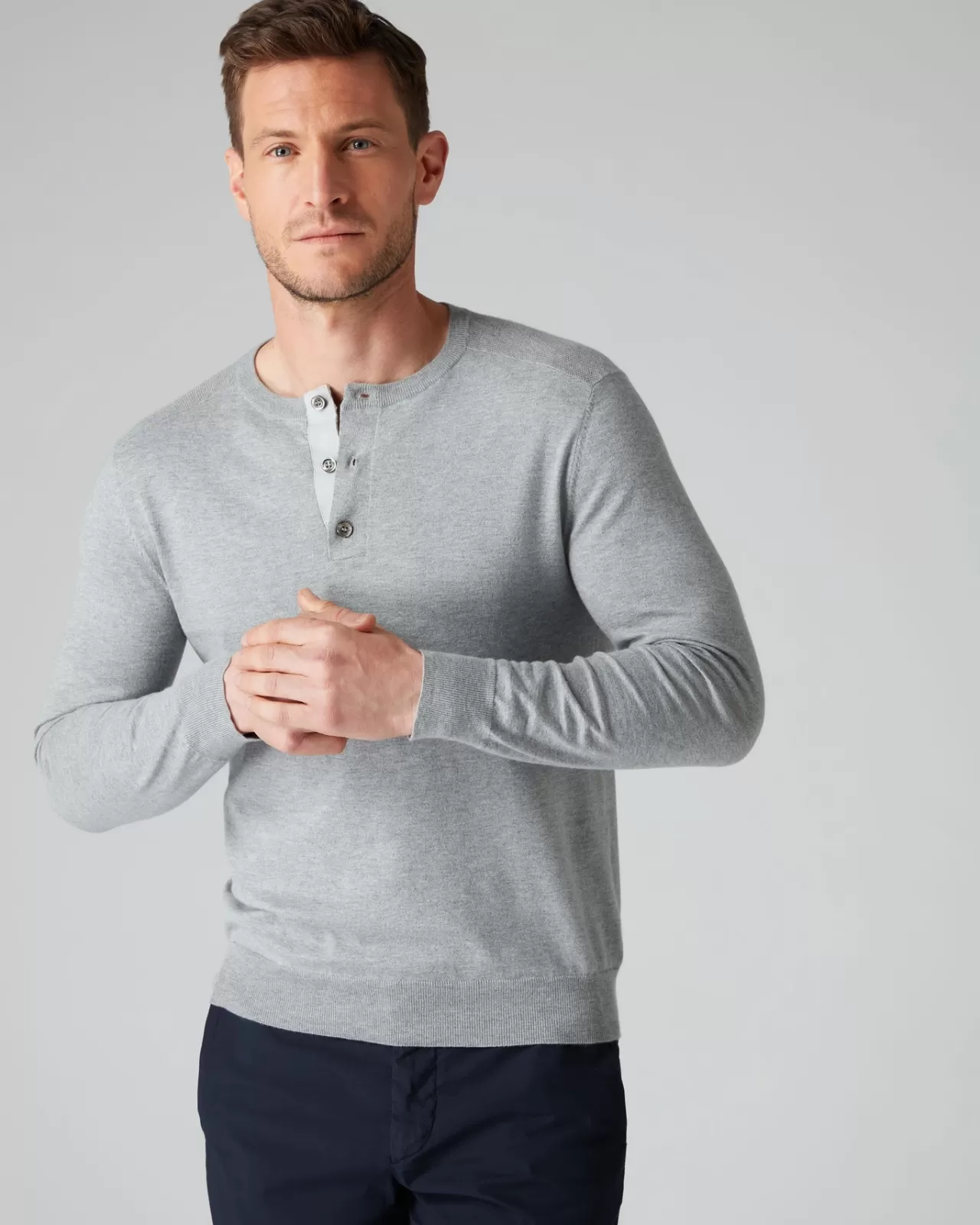 Men N.Peal Round Necks | 007 Round Neck Cotton Cashmere Henley