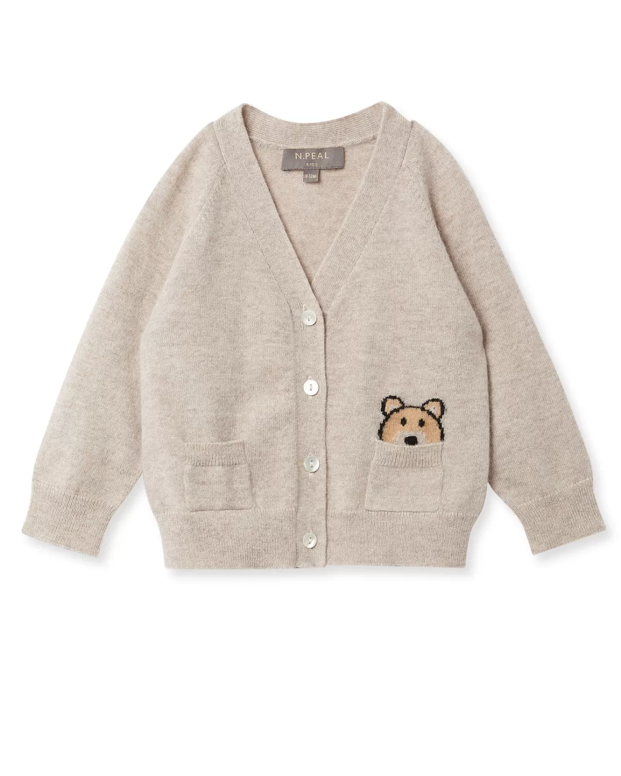 Children N.Peal Baby | Bear Pocket Cashmere Cardigan