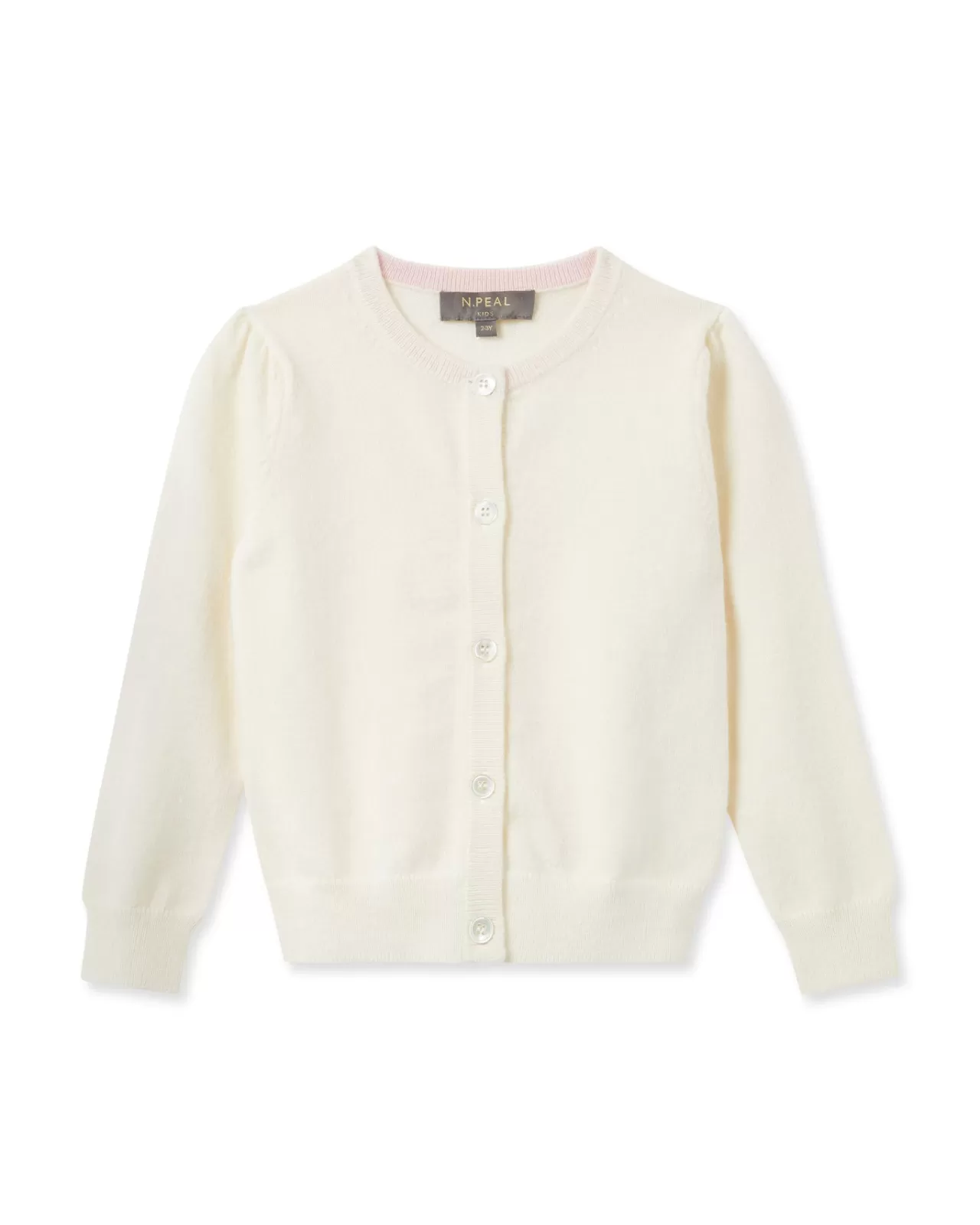 Children N.Peal Girls | Girls Round Neck Cashmere Cardigan