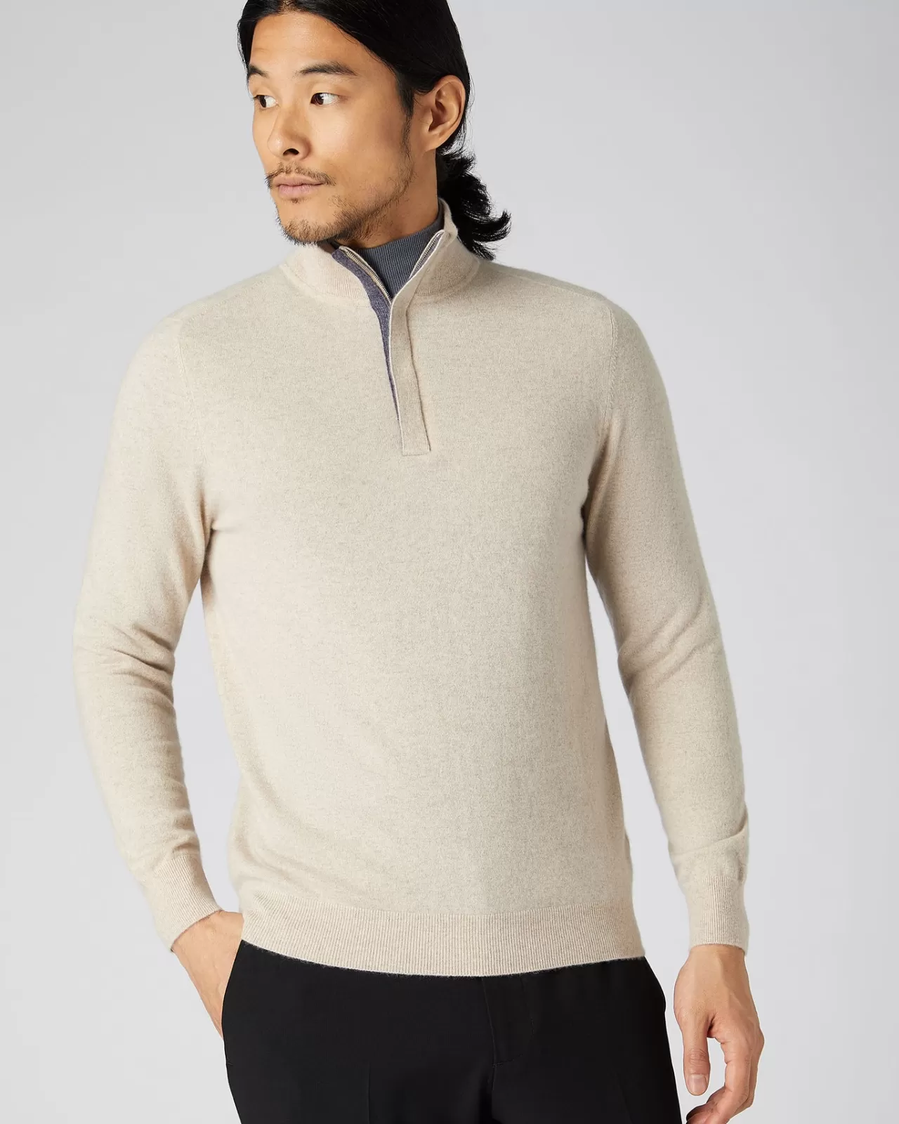 Men N.Peal Half & Full Zip Knitwear | Men'S Baby Cashmere Half Zip Jumper