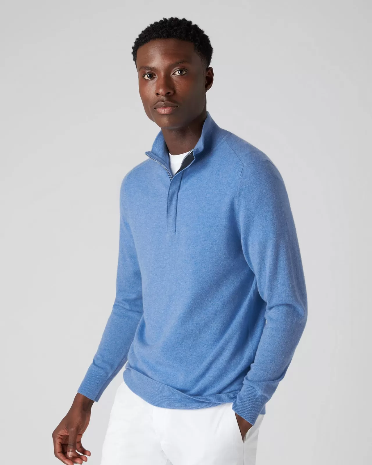 Men N.Peal Half & Full Zip Knitwear | Men'S Baby Cashmere Half Zip Jumper