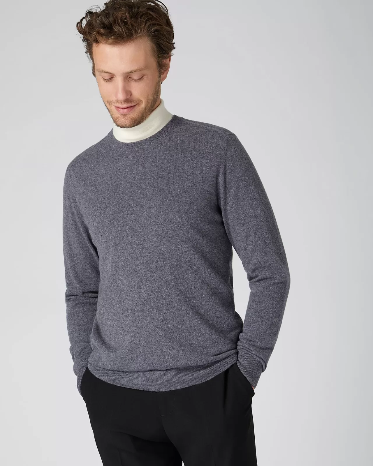 Men N.Peal Round Necks | Men'S Baby Cashmere Round Neck Jumper