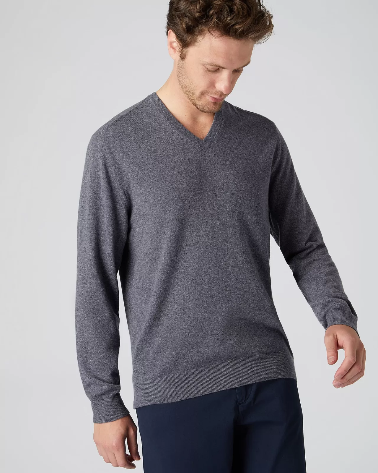 Men N.Peal V Necks | Men'S Baby Cashmere V Neck Jumper