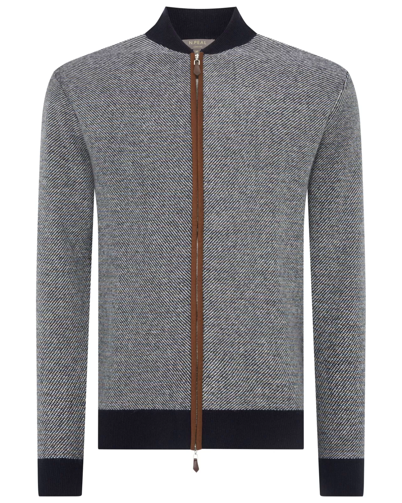 Men N.Peal Cardigans | Men'S Birdseye Cashmere Bomber Jacket