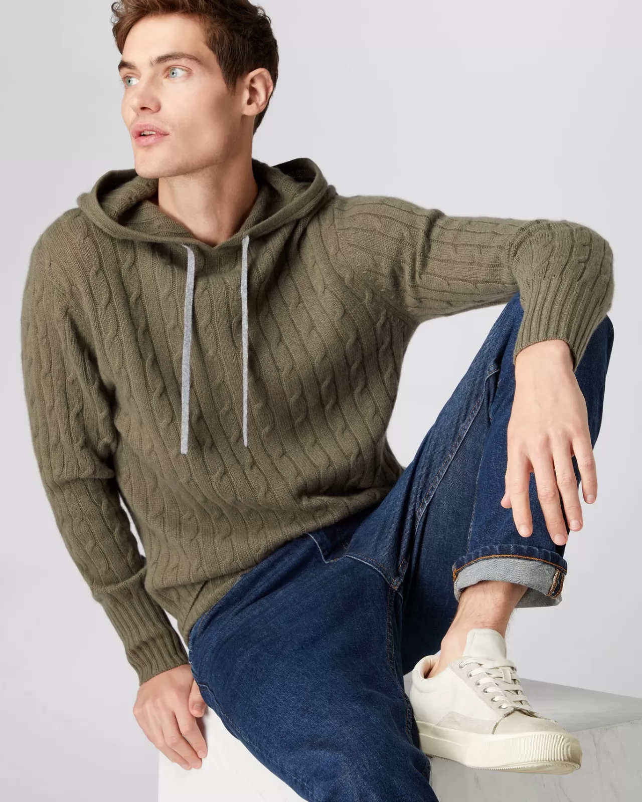 Men N.Peal Hoodies | Men'S Cable Cashmere Hoodie