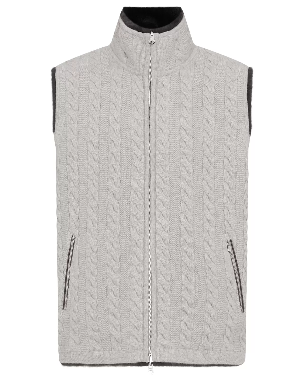 Men N.Peal Half & Full Zip Knitwear | Men'S Cable Fur Lined Gilet