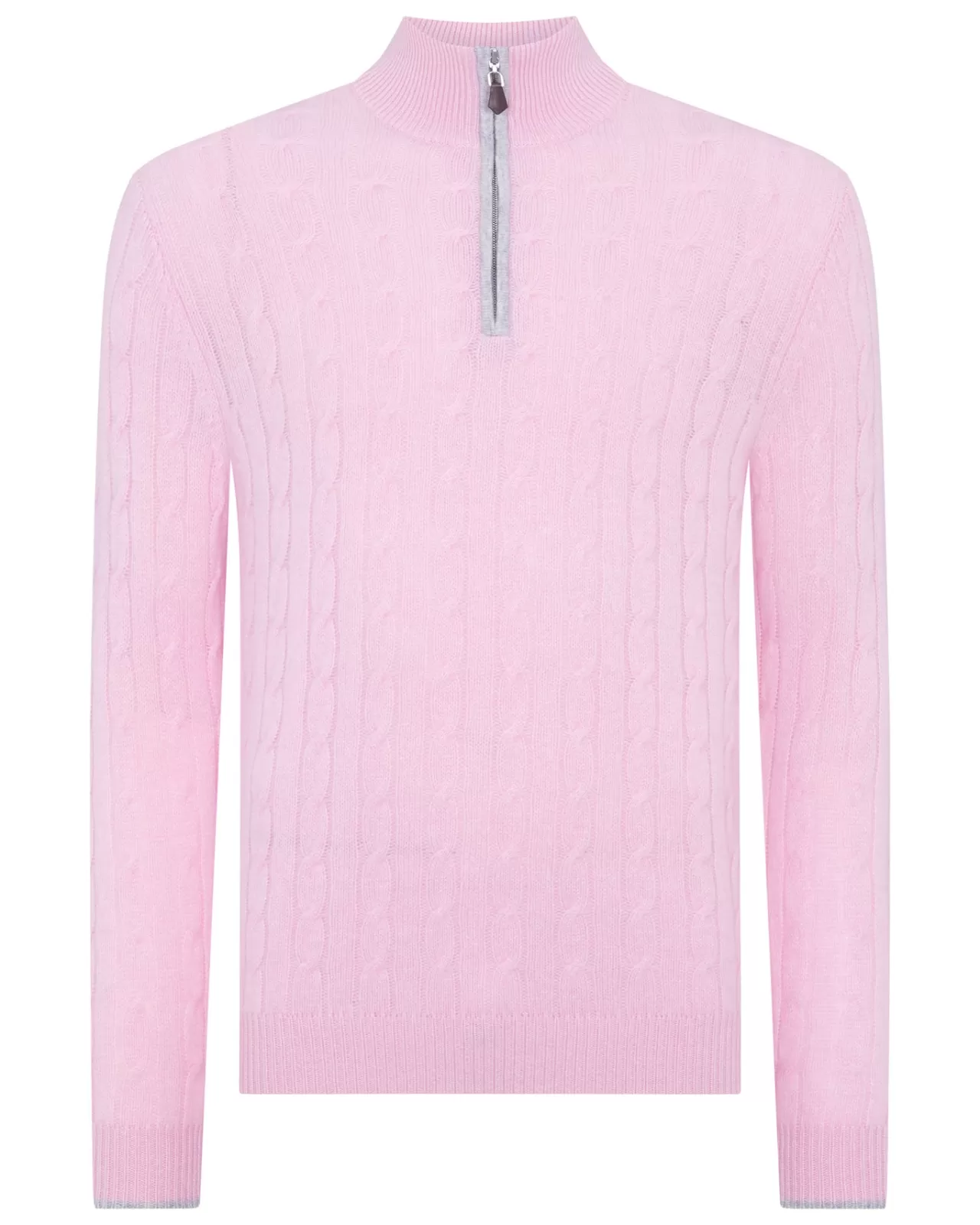 Men N.Peal Half & Full Zip Knitwear | Men'S Cable Half Zip Cashmere Jumper