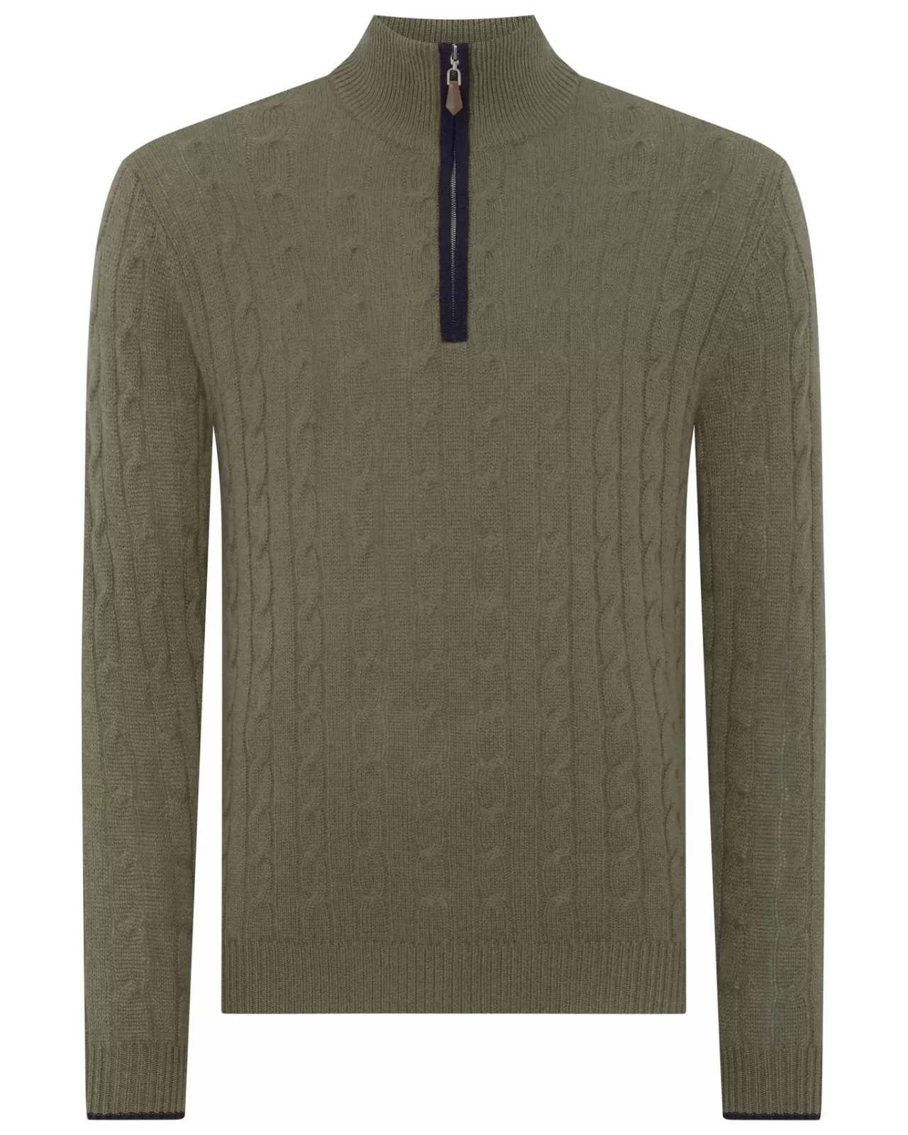 Men N.Peal Half & Full Zip Knitwear | Men'S Cable Half Zip Cashmere Jumper