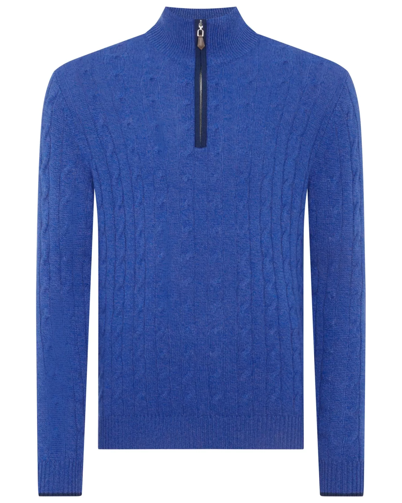 Men N.Peal Half & Full Zip Knitwear | Men'S Cable Half Zip Cashmere Jumper