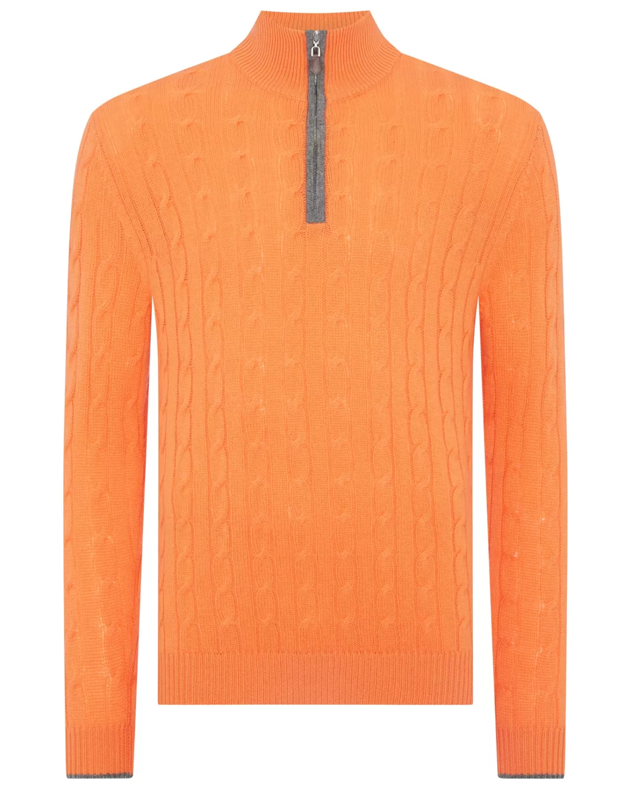 Men N.Peal Half & Full Zip Knitwear | Men'S Cable Half Zip Cashmere Jumper