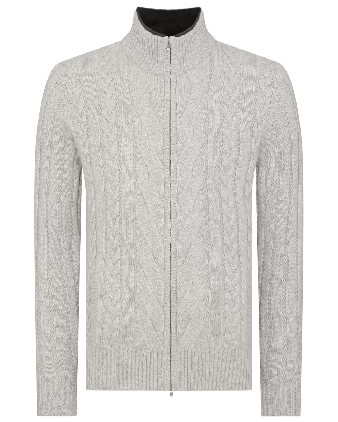 Men N.Peal Cardigans | Men'S Cable Zip Through Cashmere Jacket