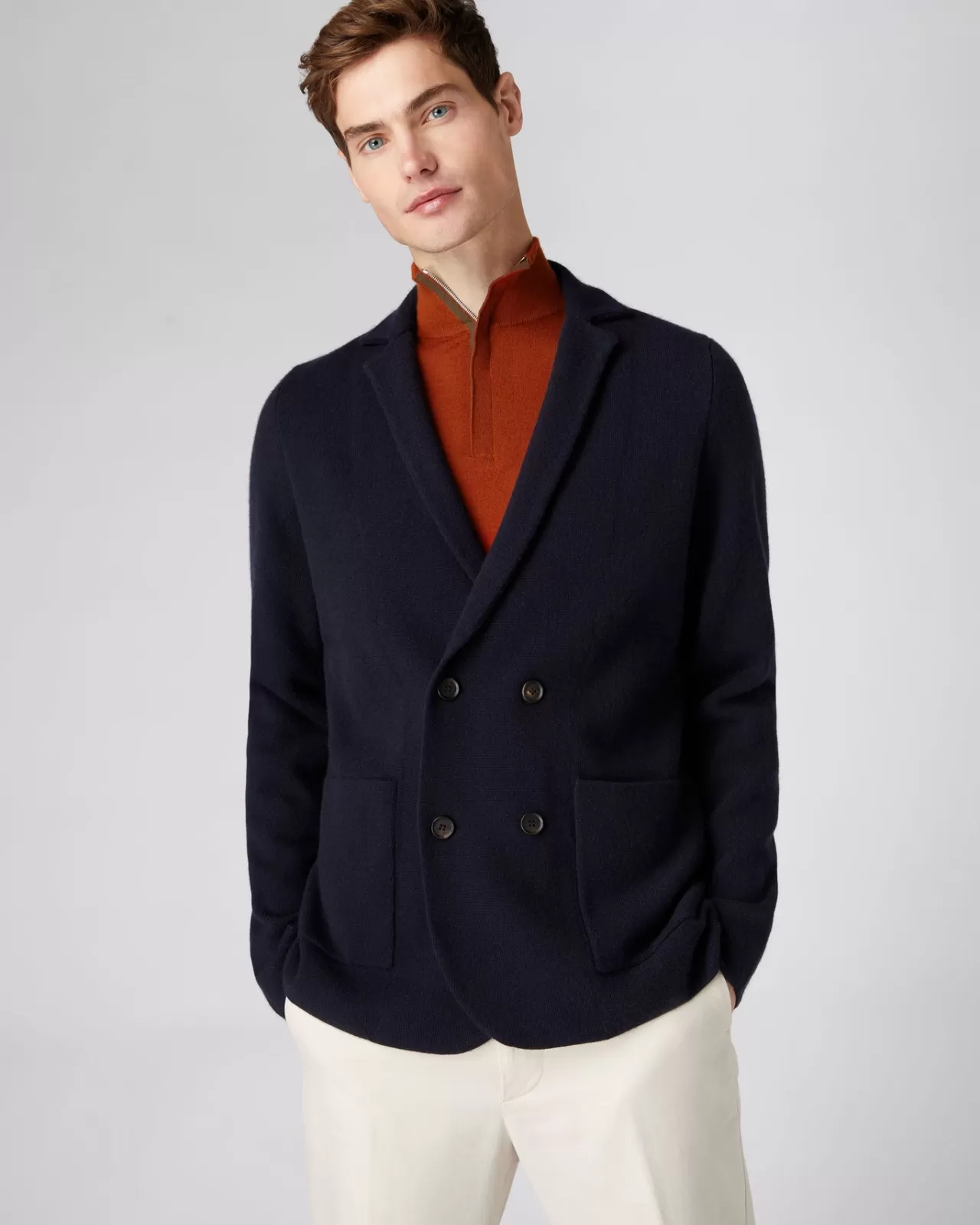 Men N.Peal Coats & Jackets | Men'S Double Breasted Cashmere Jacket