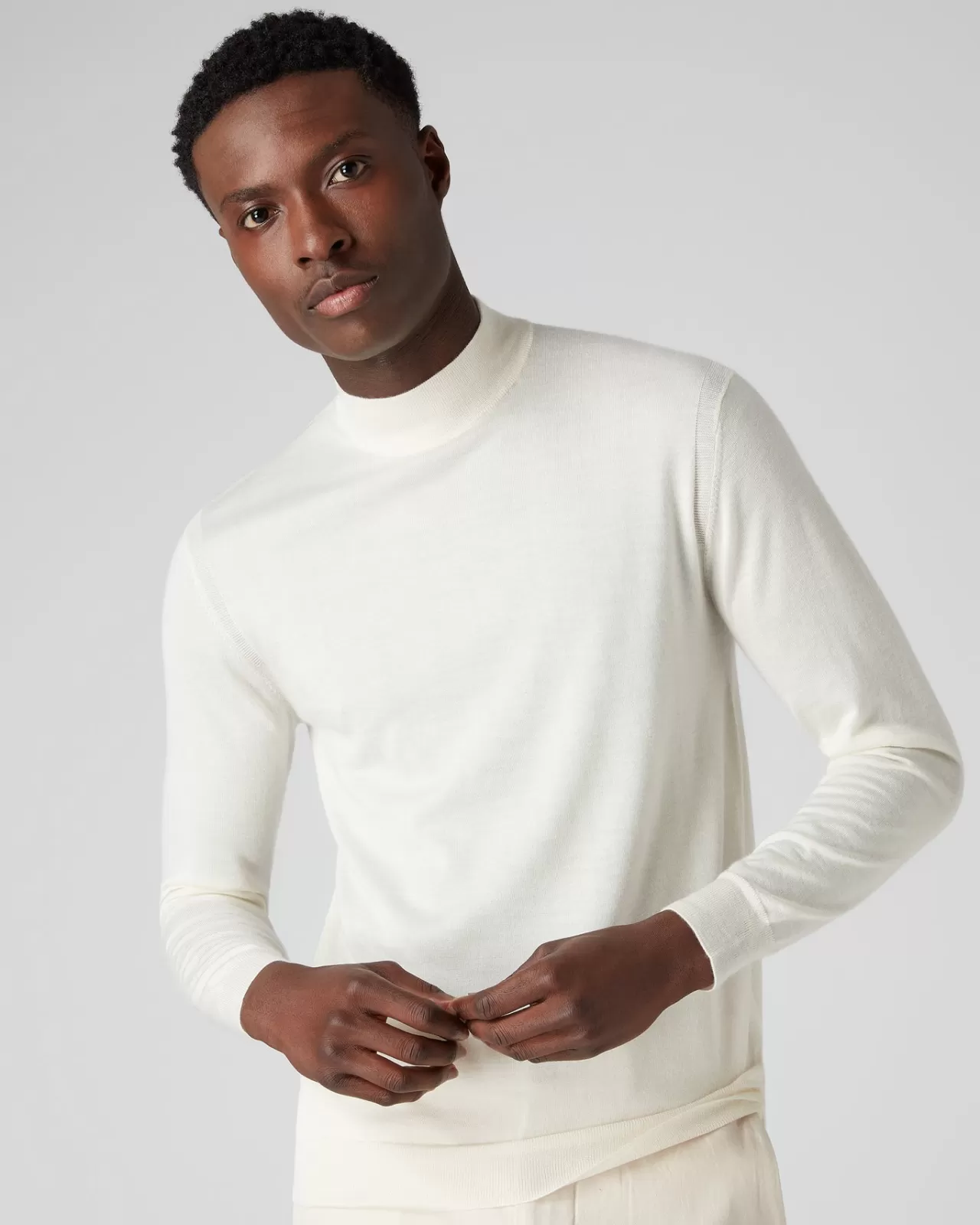 Men N.Peal Roll Necks | Men'S Fine Gauge Cashmere Mock Turtle Neck Jumper