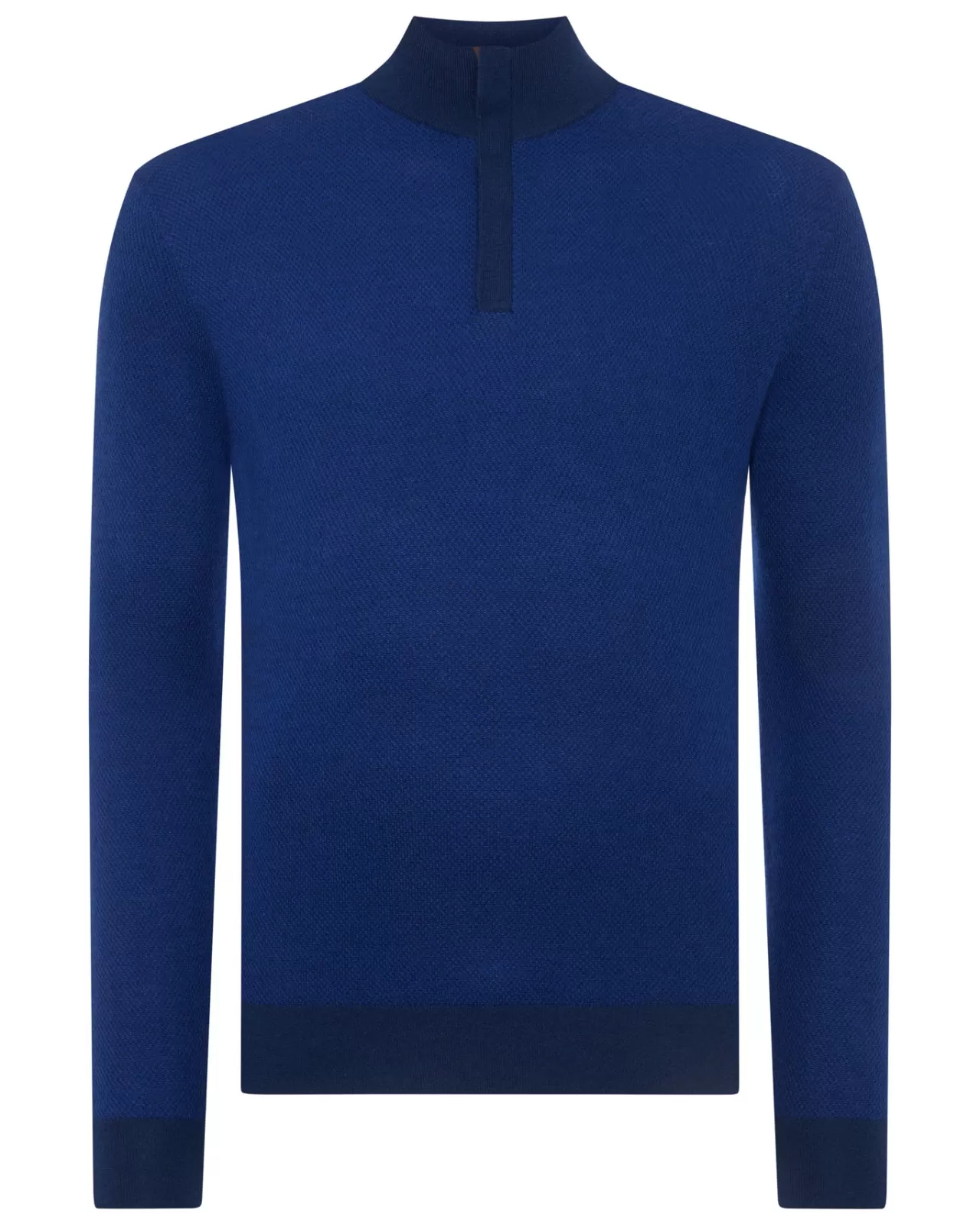 Men N.Peal Half & Full Zip Knitwear | Men'S Fine Gauge Cashmere Pattern Half Zip Jumper + Ultramarine Blue