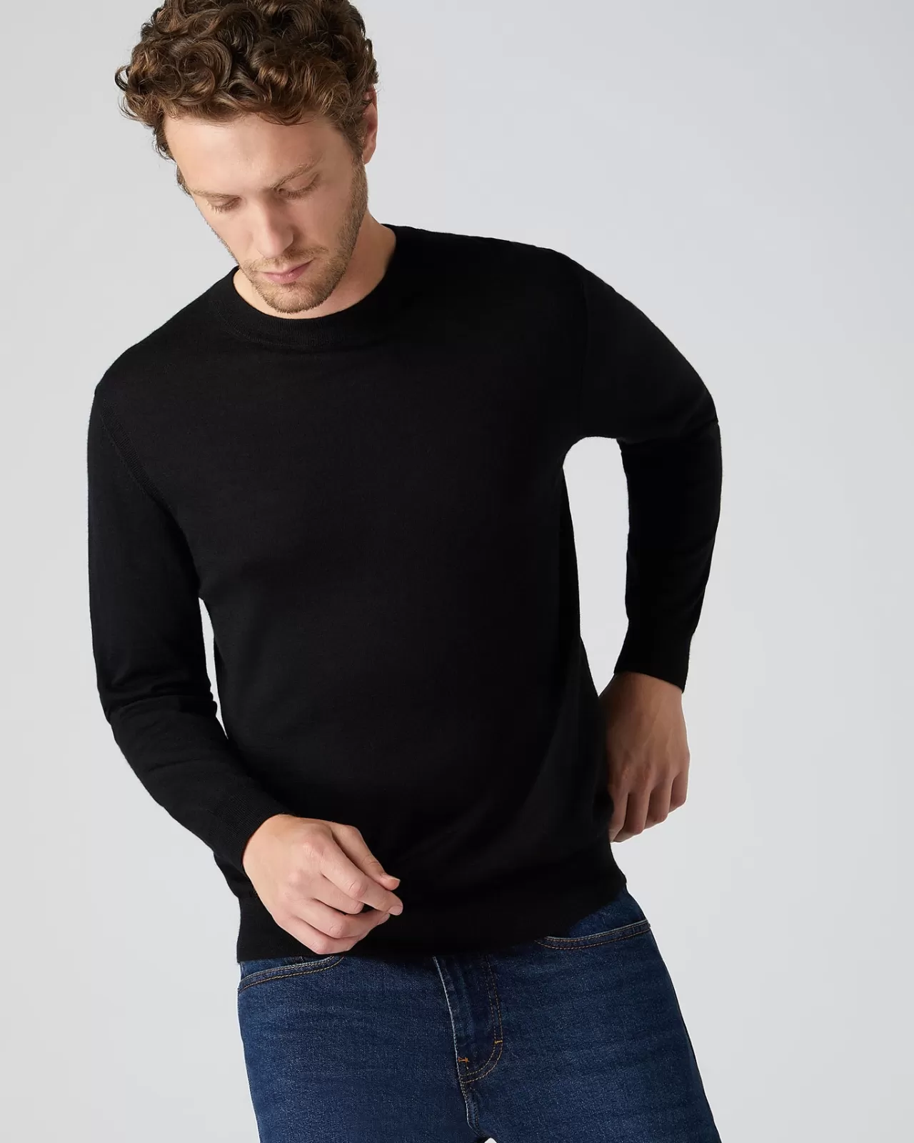 Men N.Peal Round Necks | Men'S Fine Gauge Cashmere Round Neck Jumper