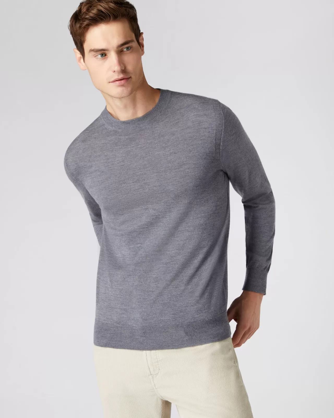 Men N.Peal Round Necks | Men'S Fine Gauge Cashmere Round Neck Jumper