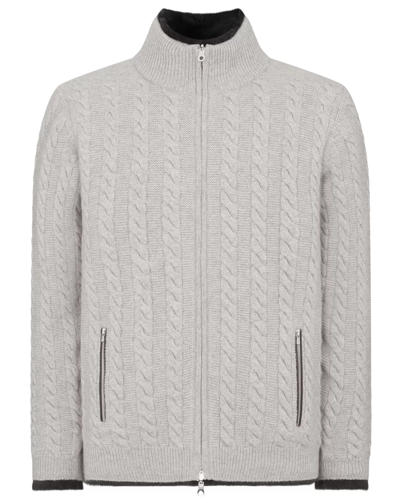 Men N.Peal Cardigans | Men'S Fur Lined Cable Cardigan