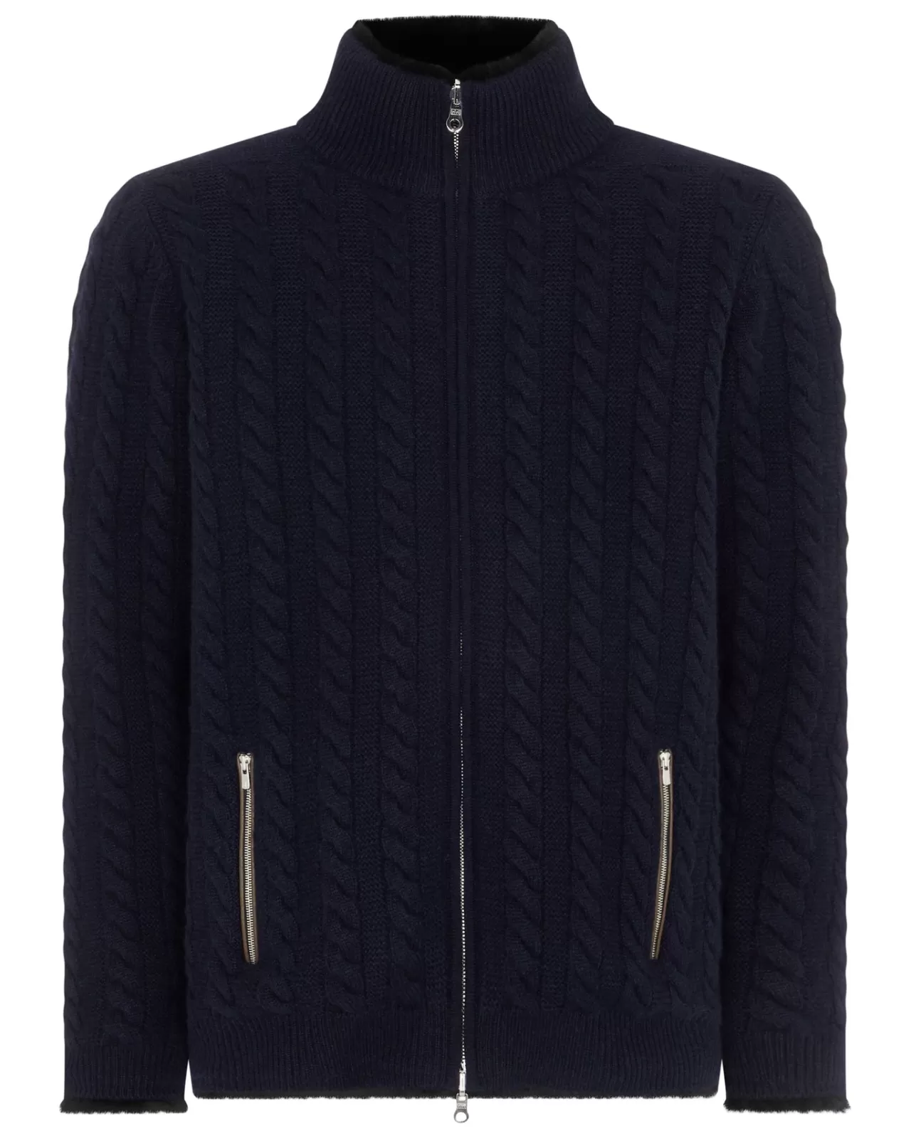 Men N.Peal Cardigans | Men'S Fur Lined Cable Cardigan