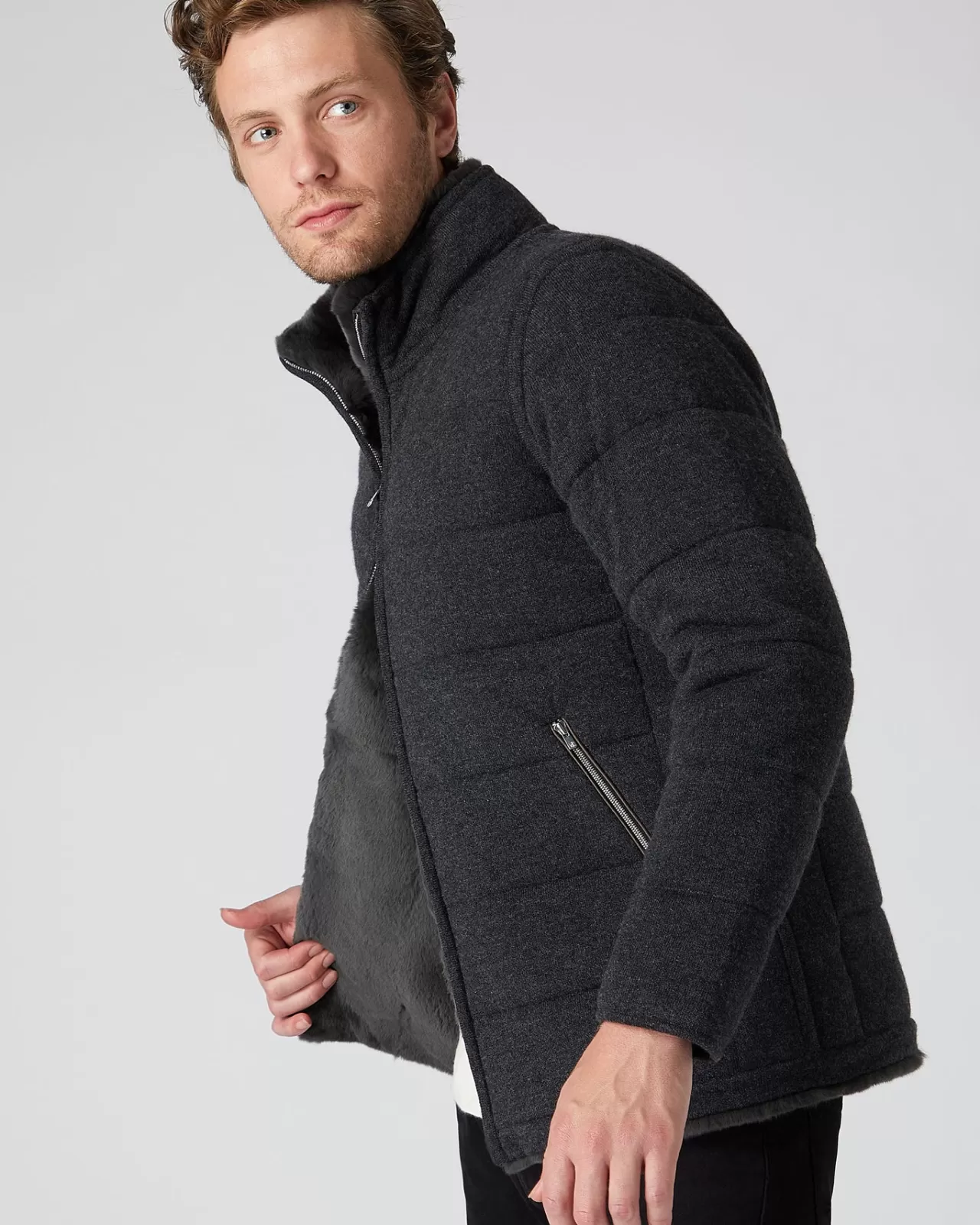 Men N.Peal Coats & Jackets | Men'S Fur Lined Quilted Jacket