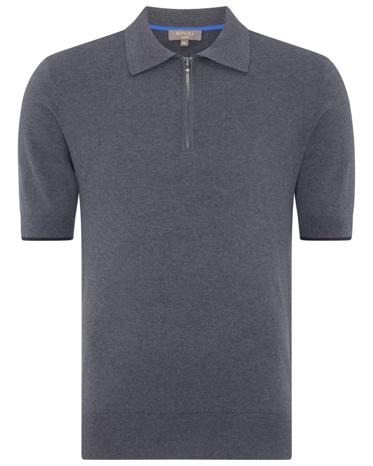 Men N.Peal Polos & T-Shirts | Men'S Half Zip Cotton Cashmere Polo T Shirt