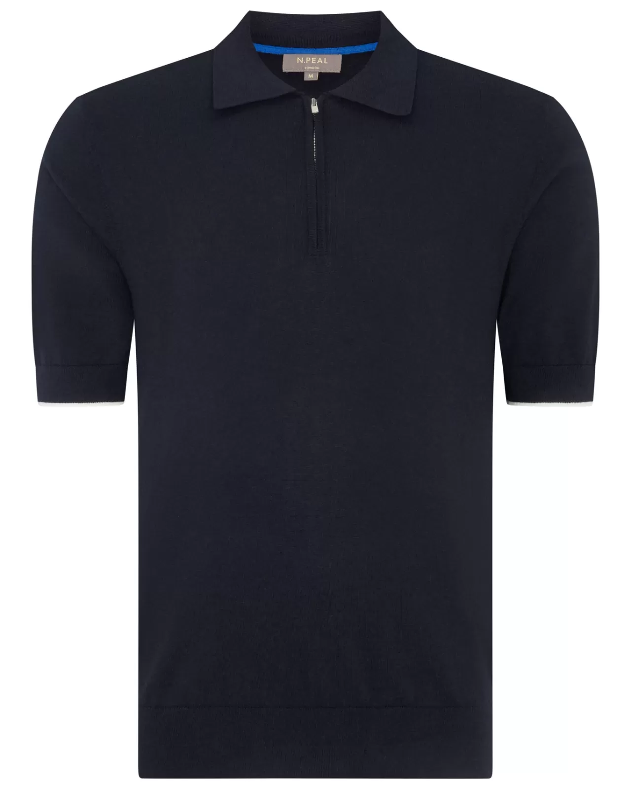 Men N.Peal Polos & T-Shirts | Men'S Half Zip Cotton Cashmere Polo T Shirt