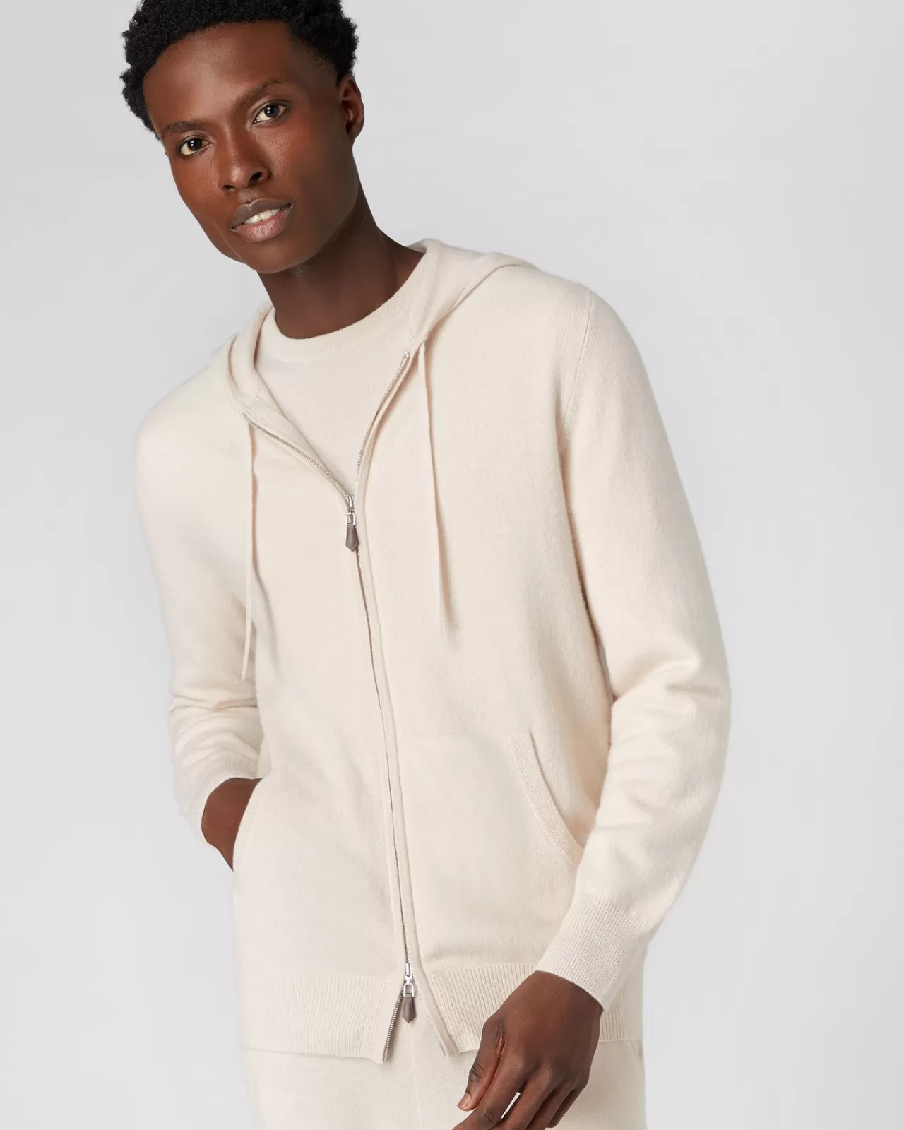 Men N.Peal Cardigans | Men'S Hooded Zipped Cashmere Top