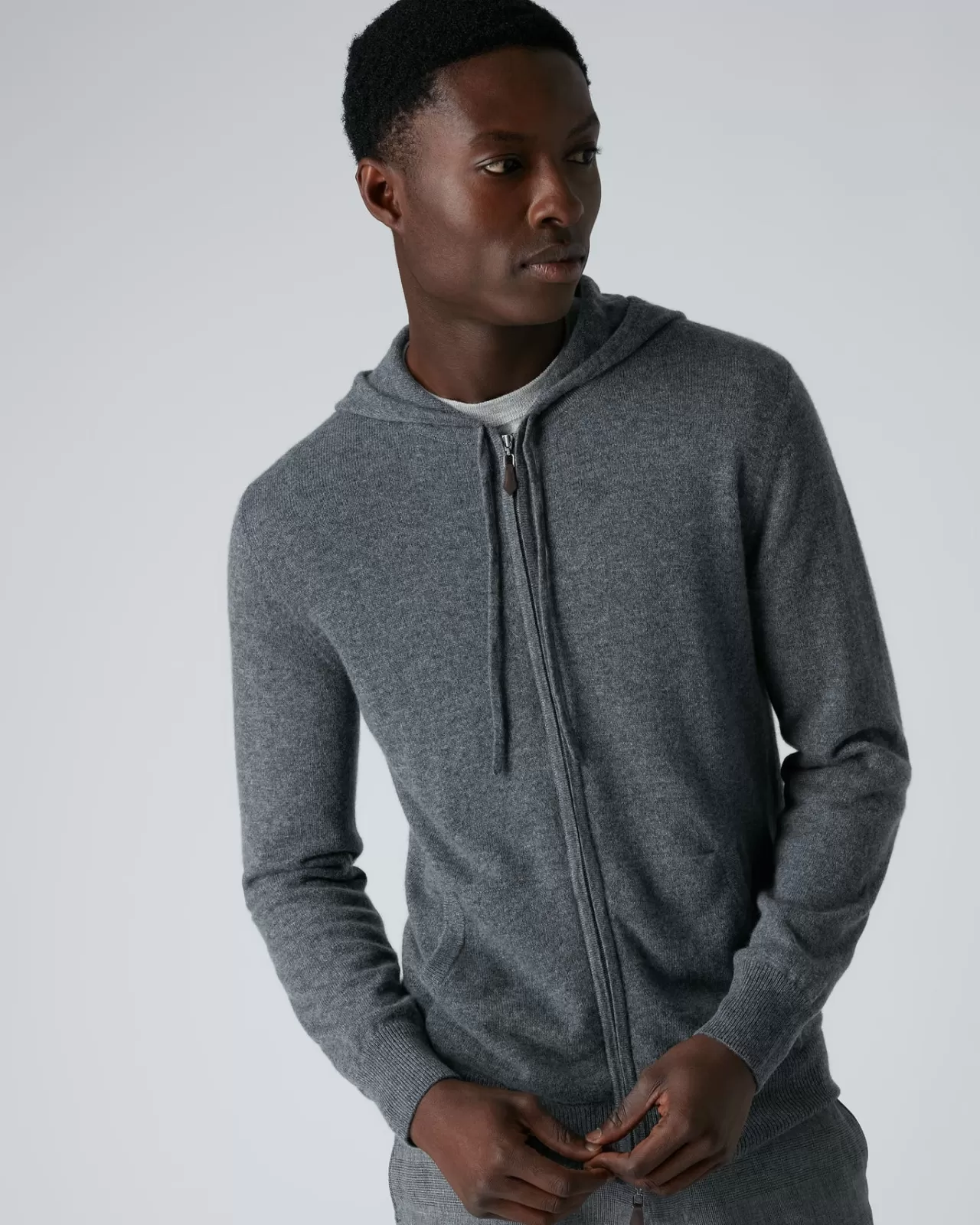 Men N.Peal Cardigans | Men'S Hooded Zipped Cashmere Top