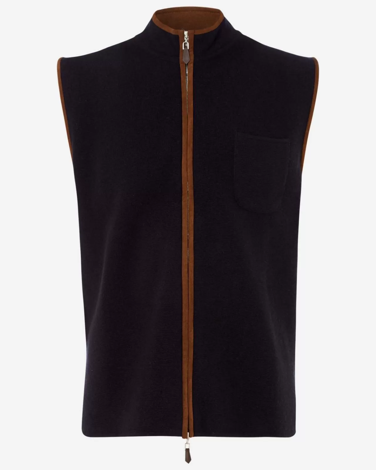 Men N.Peal Half & Full Zip Knitwear | Men'S Milano Suede Trim Cashmere Gilet