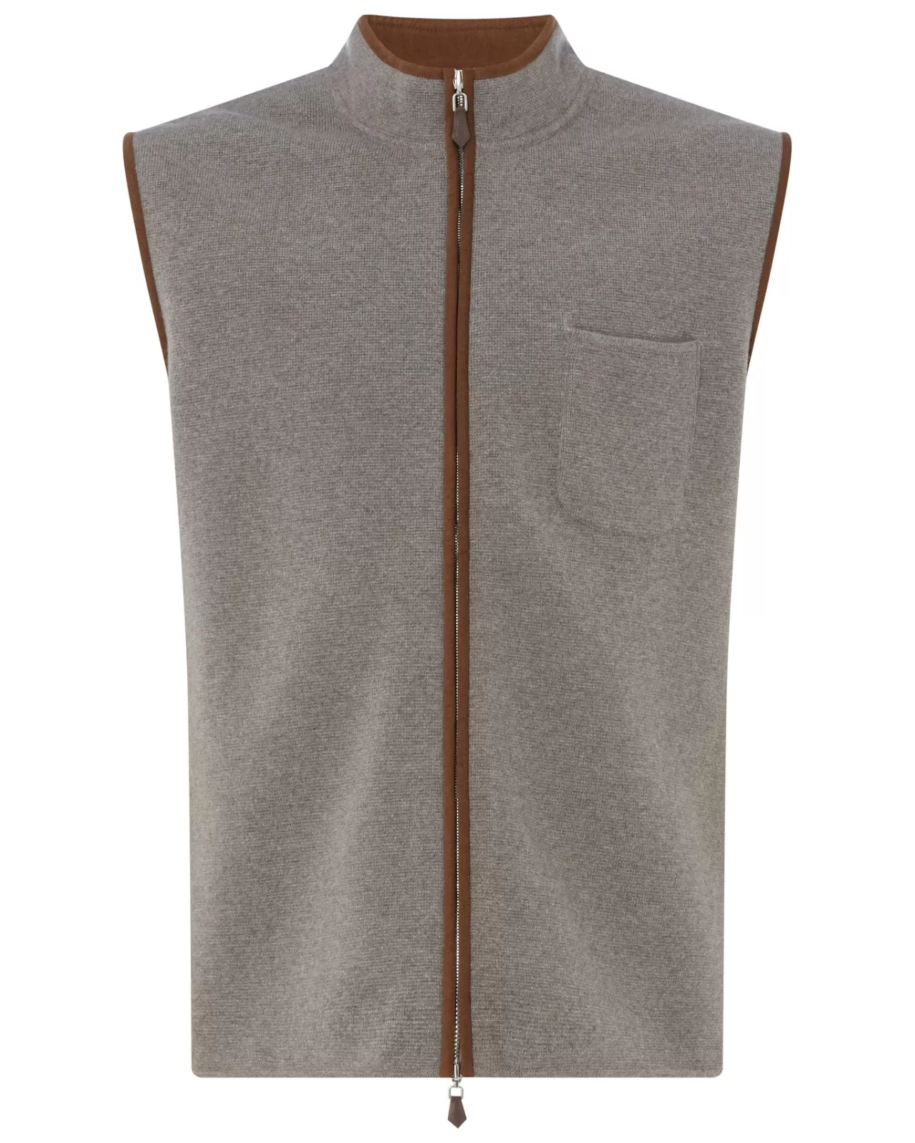 Men N.Peal Half & Full Zip Knitwear | Men'S Milano Suede Trim Cashmere Gilet