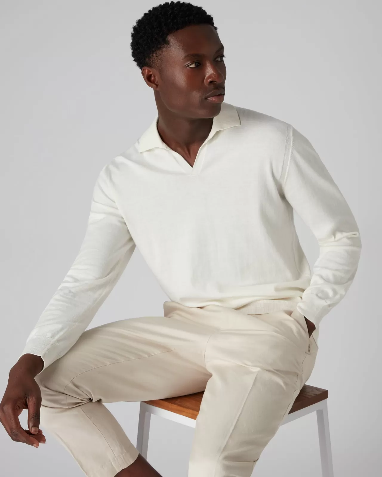 Men N.Peal Polos & T-Shirts | Men'S Polo Neck Cotton Cashmere Jumper