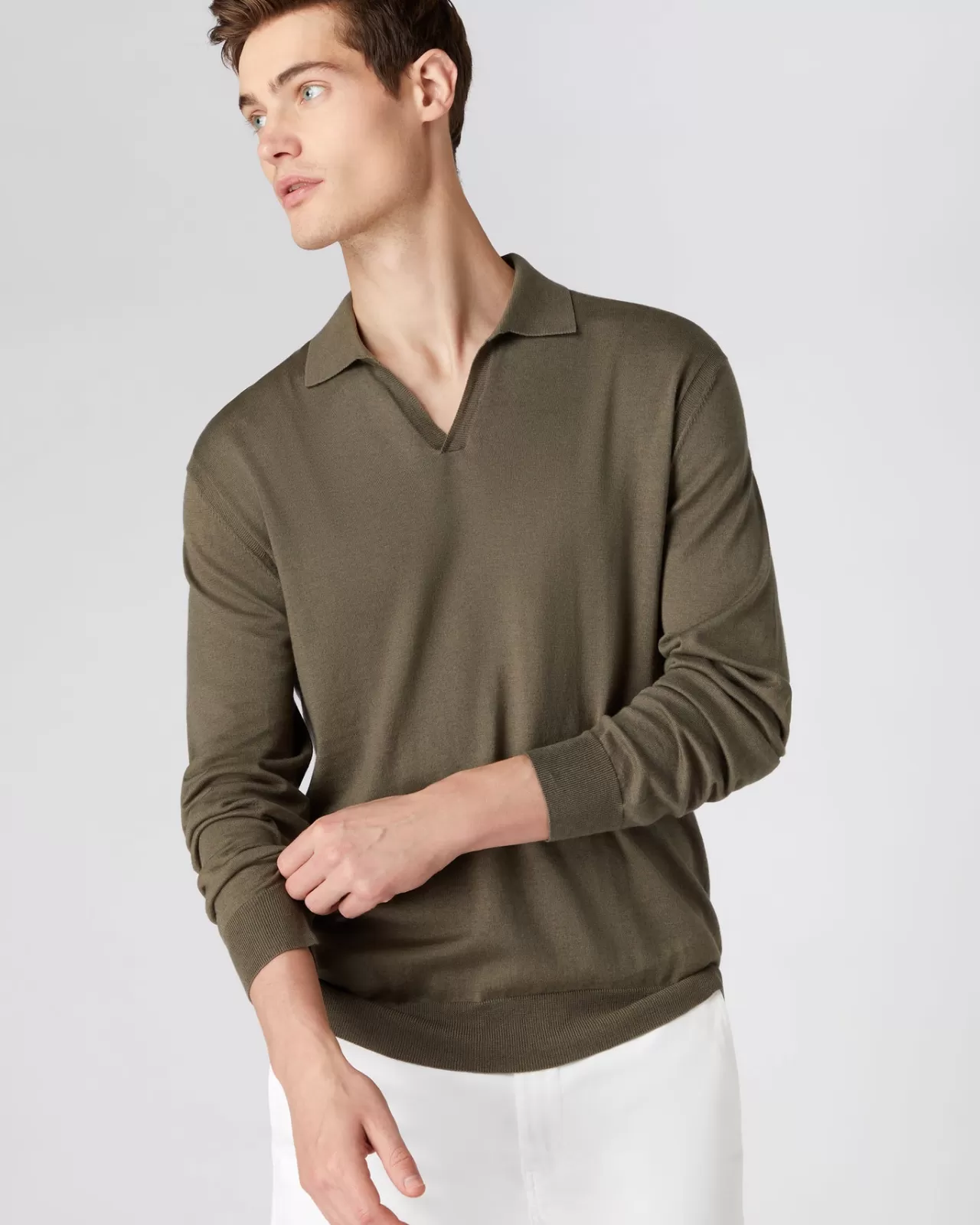 Men N.Peal Polos & T-Shirts | Men'S Polo Neck Cotton Cashmere Jumper