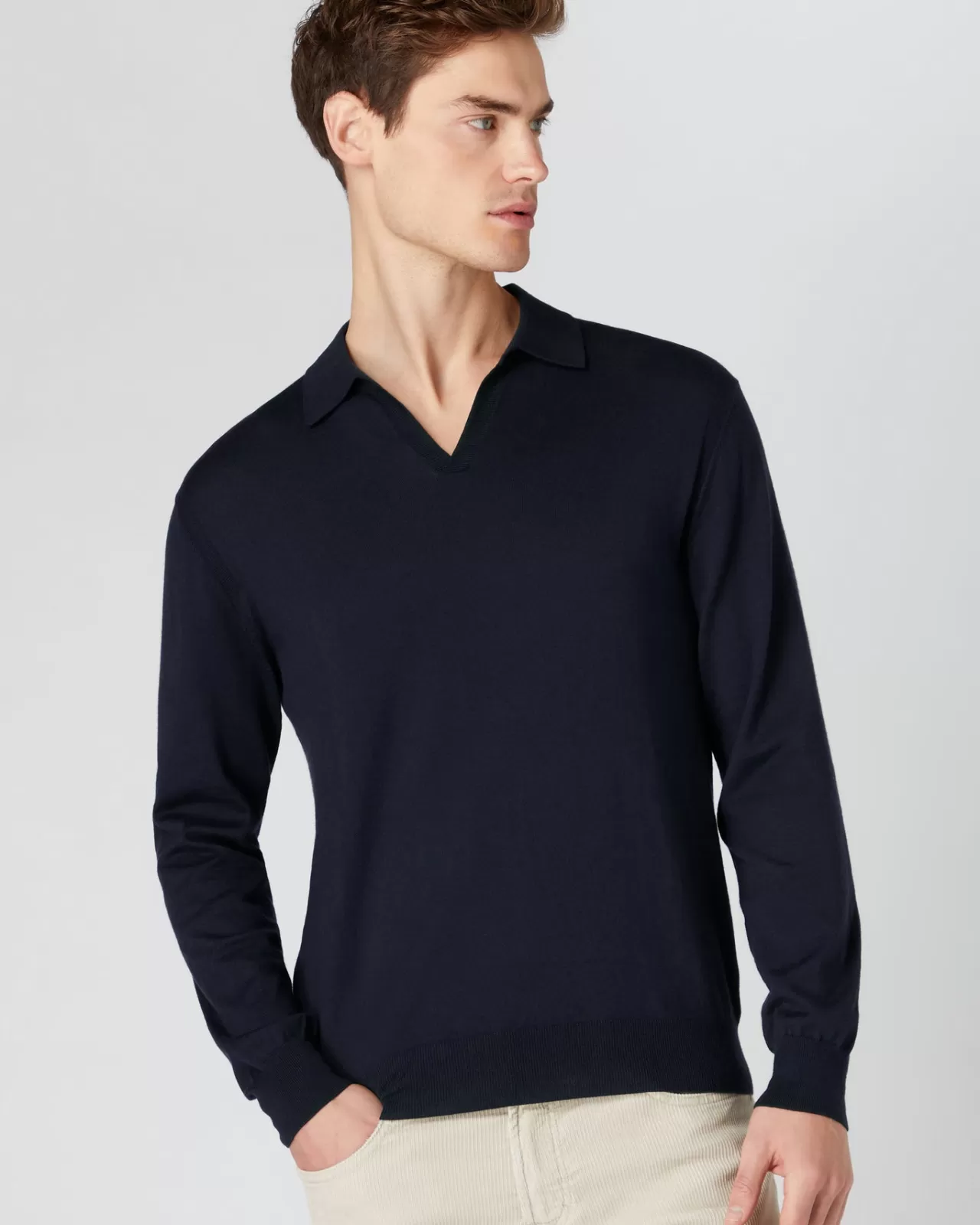 Men N.Peal Polos & T-Shirts | Men'S Polo Neck Cotton Cashmere Jumper