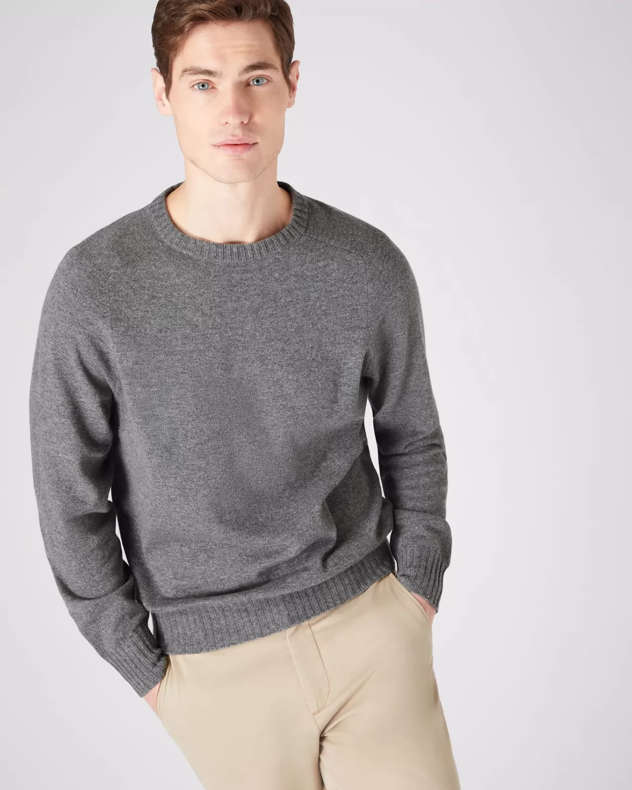 Men N.Peal Round Necks | Men'S Raglan Round Neck Cashmere Jumper