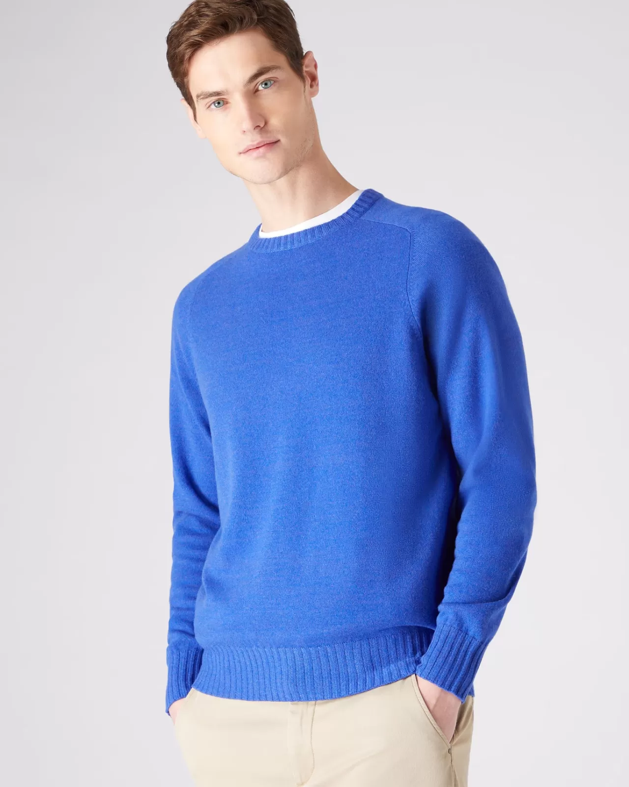 Men N.Peal Round Necks | Men'S Raglan Round Neck Cashmere Jumper