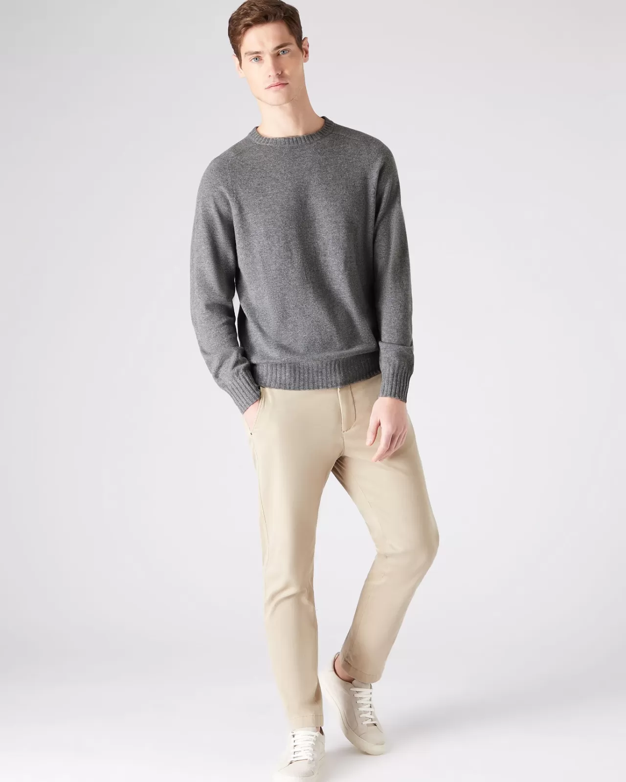 Men N.Peal Round Necks | Men'S Raglan Round Neck Cashmere Jumper