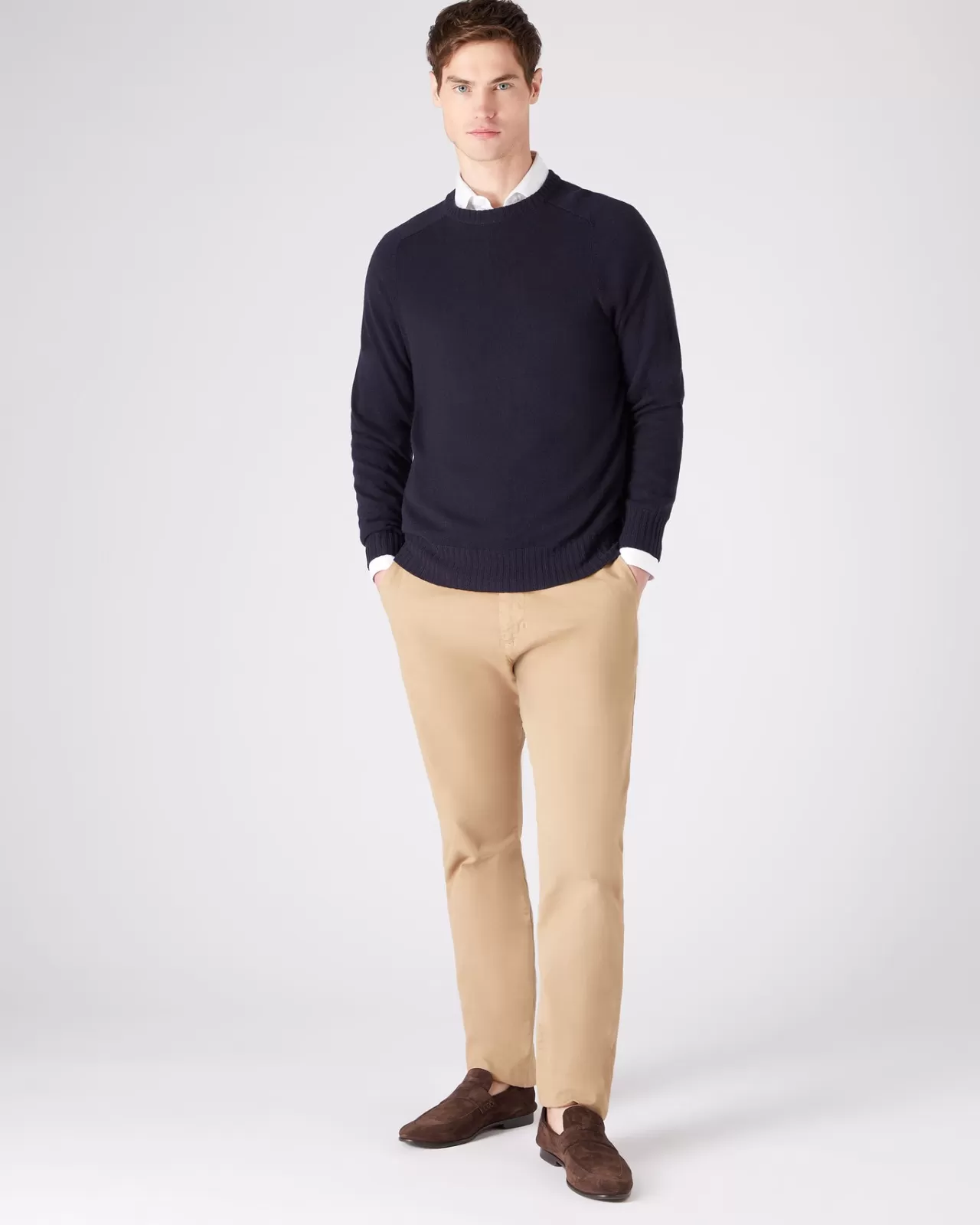 Men N.Peal Round Necks | Men'S Raglan Round Neck Cashmere Jumper