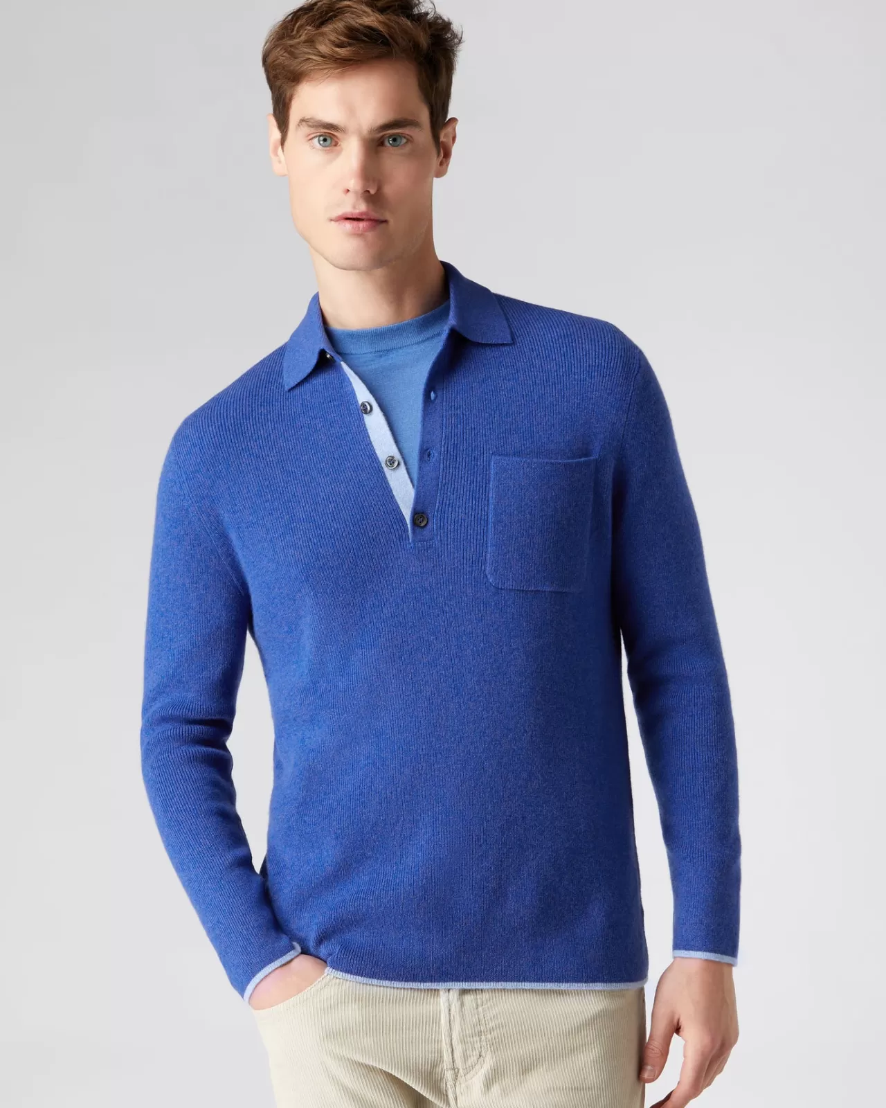 Men N.Peal Polos & T-Shirts | Men'S Ribbed Cashmere Polo Shirt