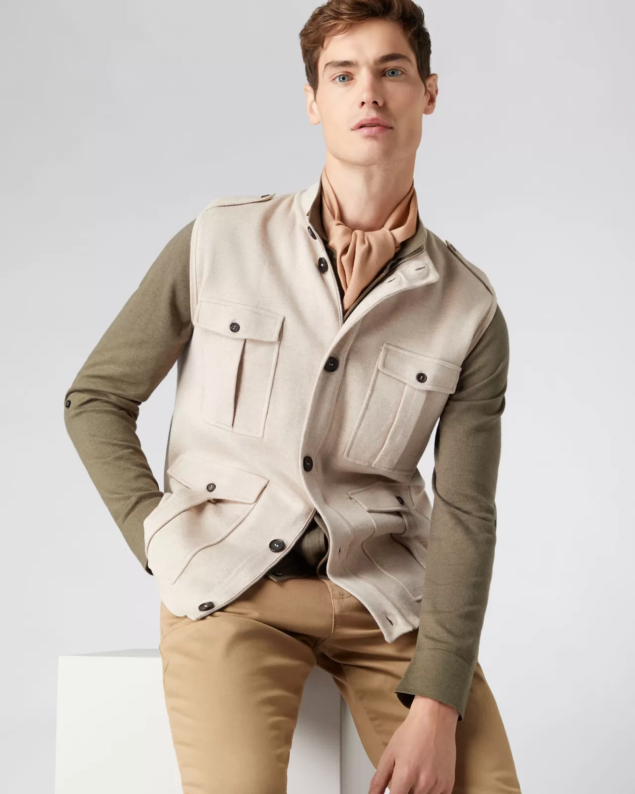 Men N.Peal Gilets & Waistcoats | Men'S Safari Cotton Cashmere Gilet