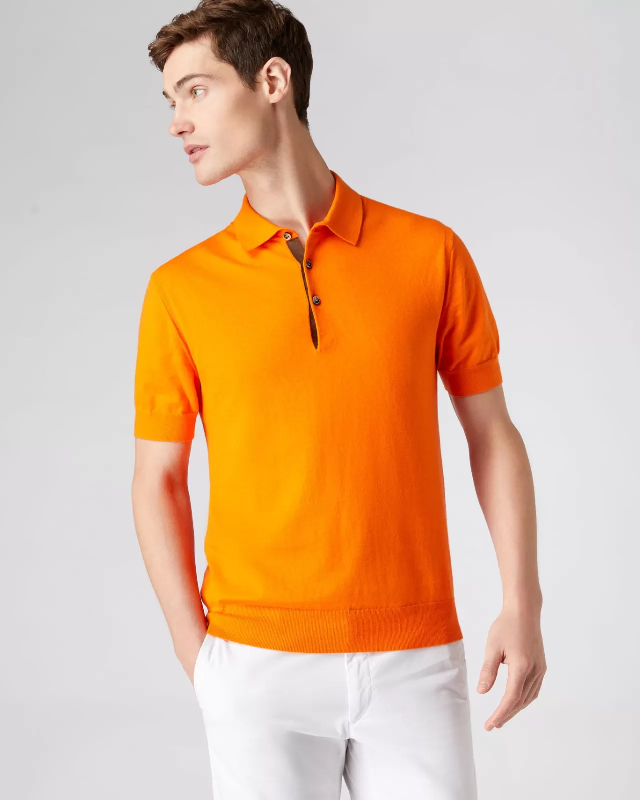 Men N.Peal Polos & T-Shirts | Men'S Short Sleeve Collared Cotton Cashmere Polo T Shirt