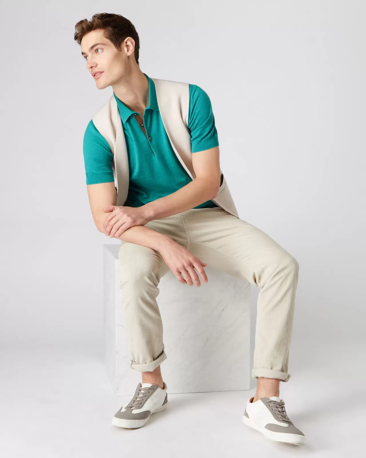 Men N.Peal Polos & T-Shirts | Men'S Short Sleeve Collared Cotton Cashmere Polo T Shirt