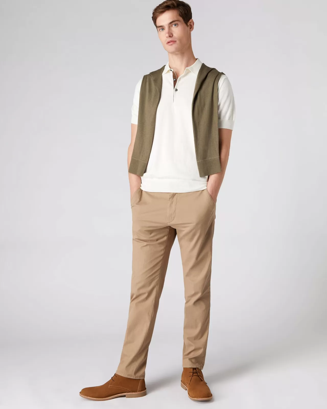 Men N.Peal Polos & T-Shirts | Men'S Short Sleeve Collared Cotton Cashmere Polo T Shirt