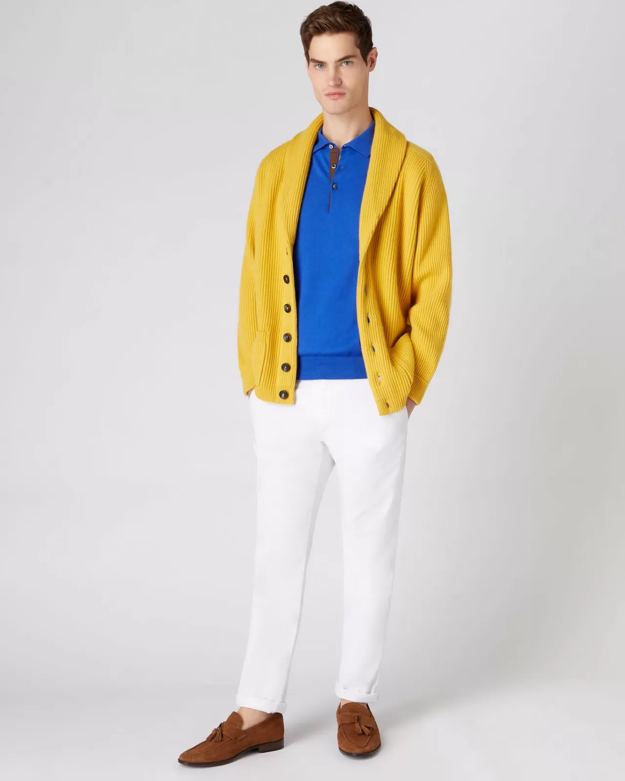 Men N.Peal Polos & T-Shirts | Men'S Short Sleeve Collared Cotton Cashmere Polo T Shirt