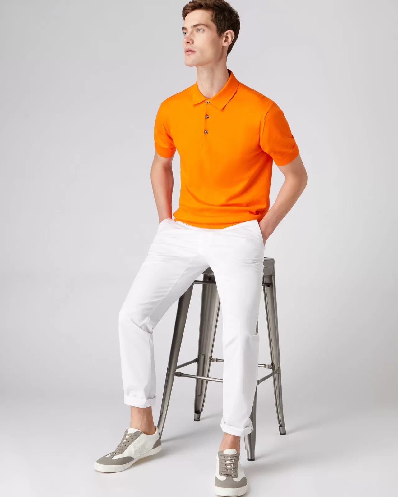 Men N.Peal Polos & T-Shirts | Men'S Short Sleeve Collared Cotton Cashmere Polo T Shirt