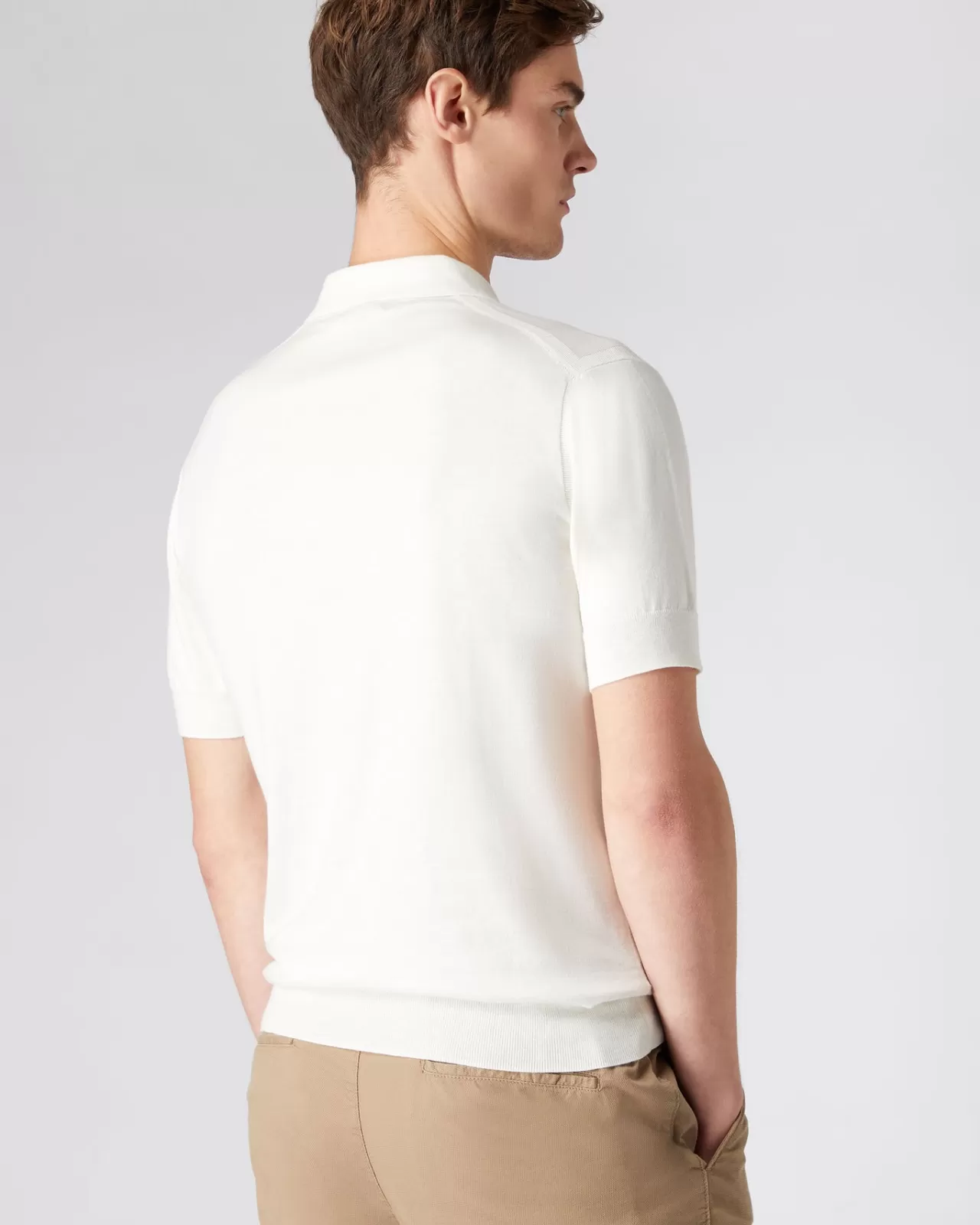 Men N.Peal Polos & T-Shirts | Men'S Short Sleeve Collared Cotton Cashmere Polo T Shirt