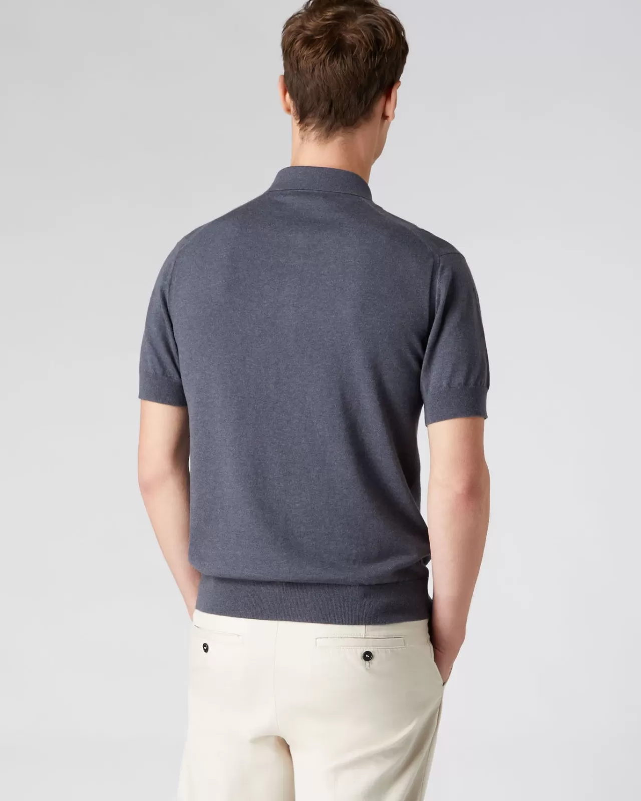 Men N.Peal Polos & T-Shirts | Men'S Short Sleeve Collared Cotton Cashmere Polo T Shirt