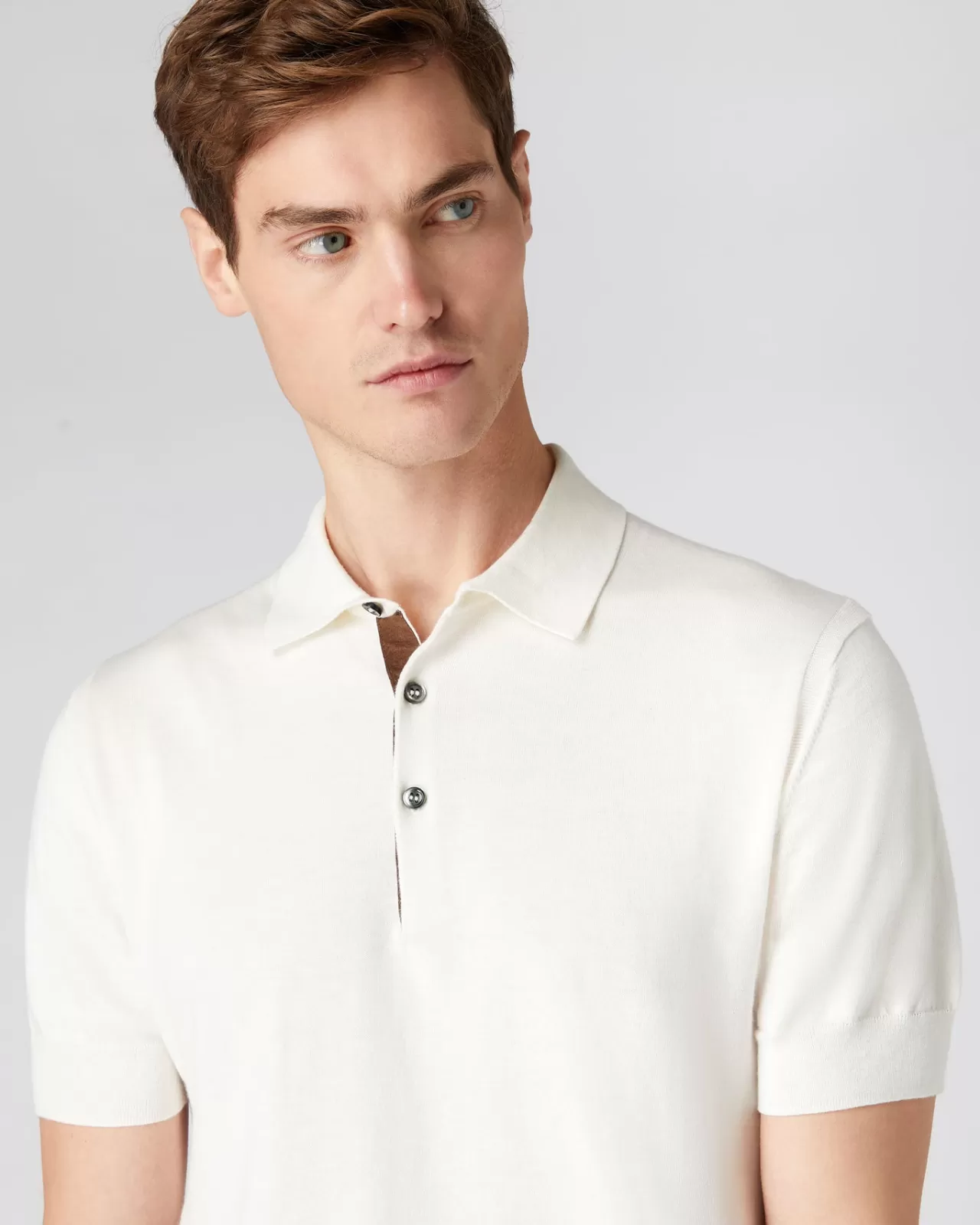 Men N.Peal Polos & T-Shirts | Men'S Short Sleeve Collared Cotton Cashmere Polo T Shirt