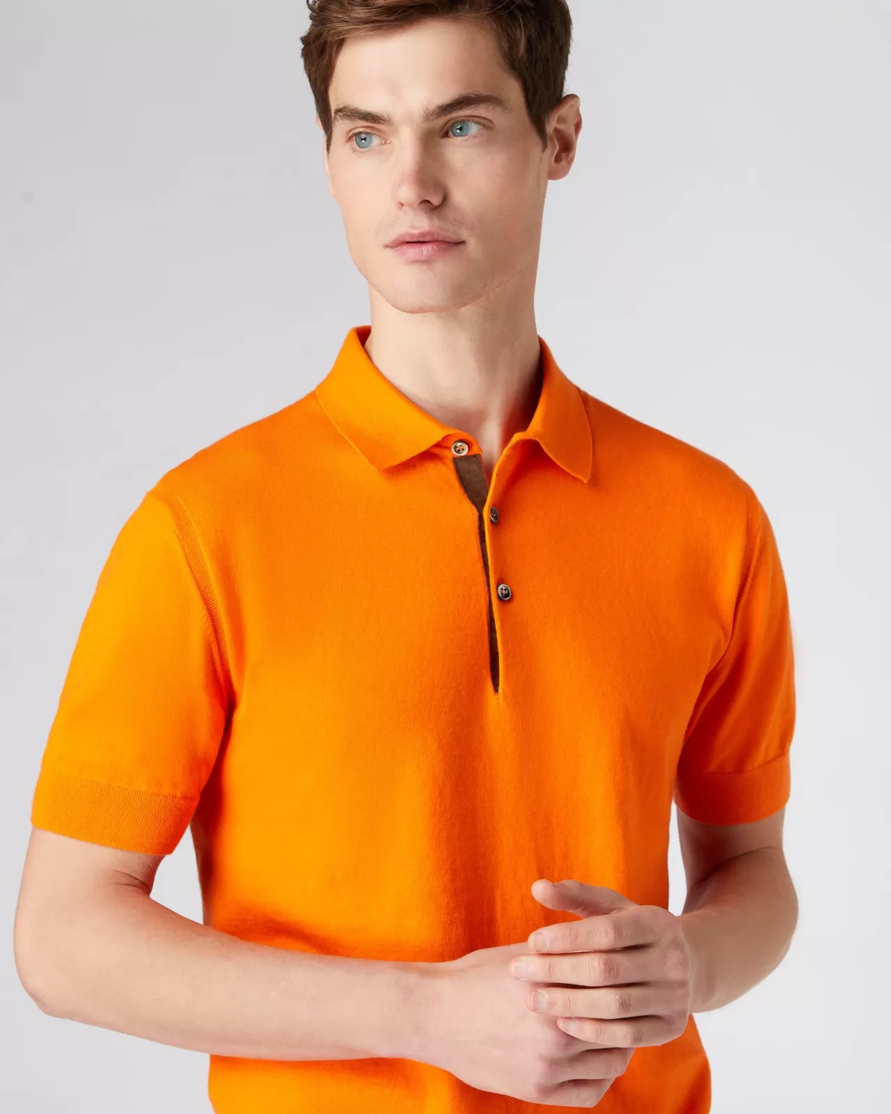 Men N.Peal Polos & T-Shirts | Men'S Short Sleeve Collared Cotton Cashmere Polo T Shirt