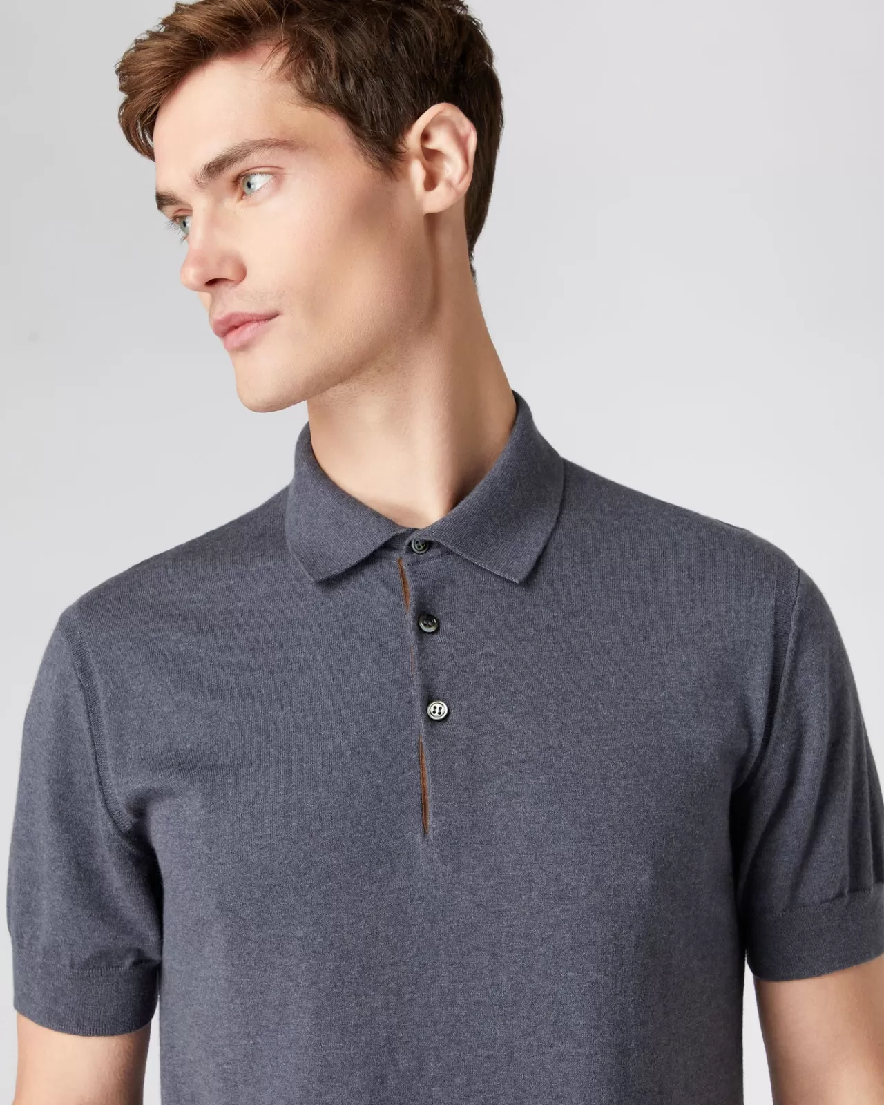 Men N.Peal Polos & T-Shirts | Men'S Short Sleeve Collared Cotton Cashmere Polo T Shirt
