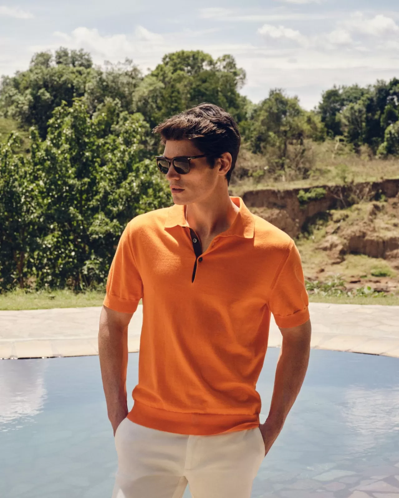 Men N.Peal Polos & T-Shirts | Men'S Short Sleeve Collared Cotton Cashmere Polo T Shirt