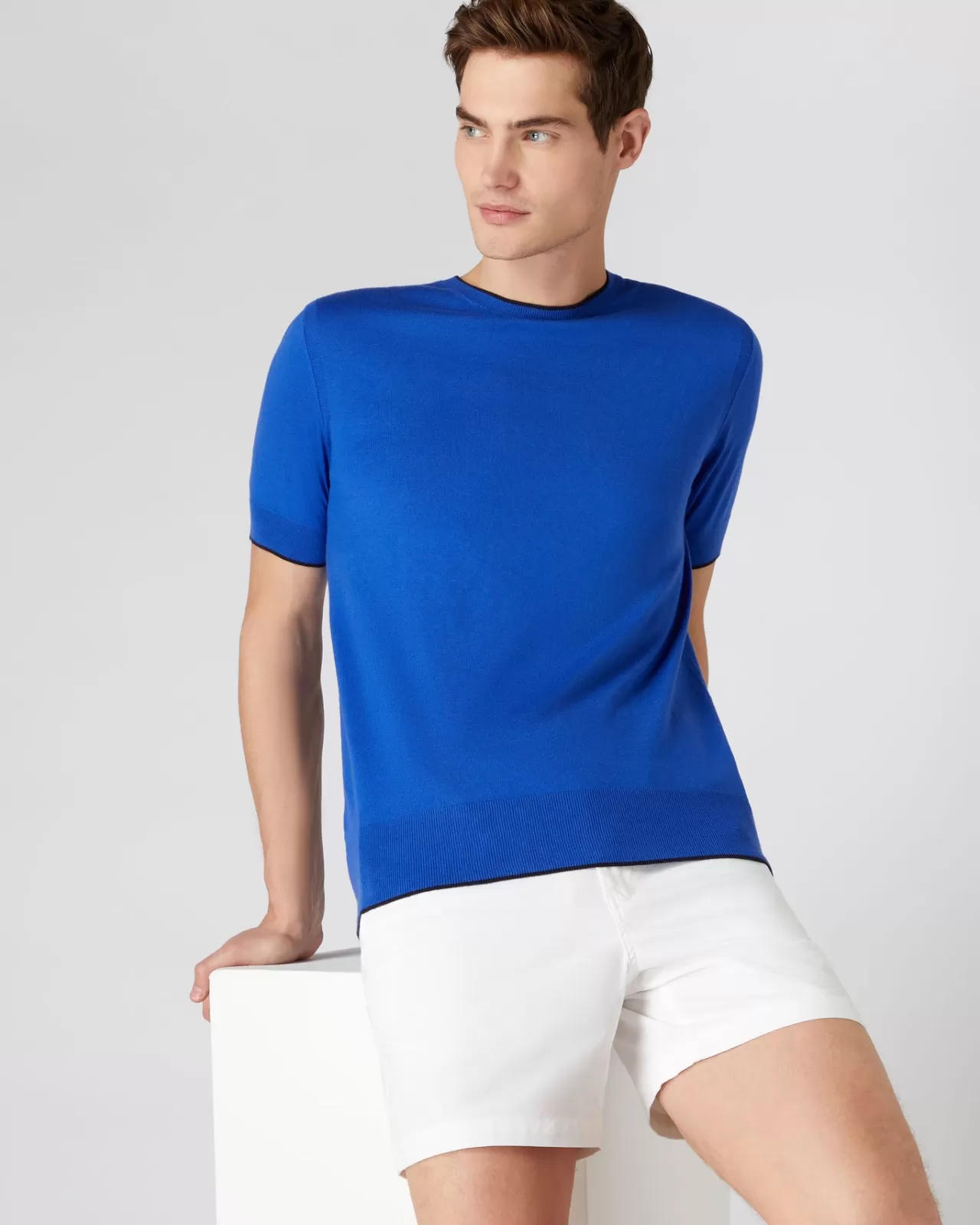 Men N.Peal Polos & T-Shirts | Men'S Short Sleeve Crew Neck Cotton Cashmere T Shirt